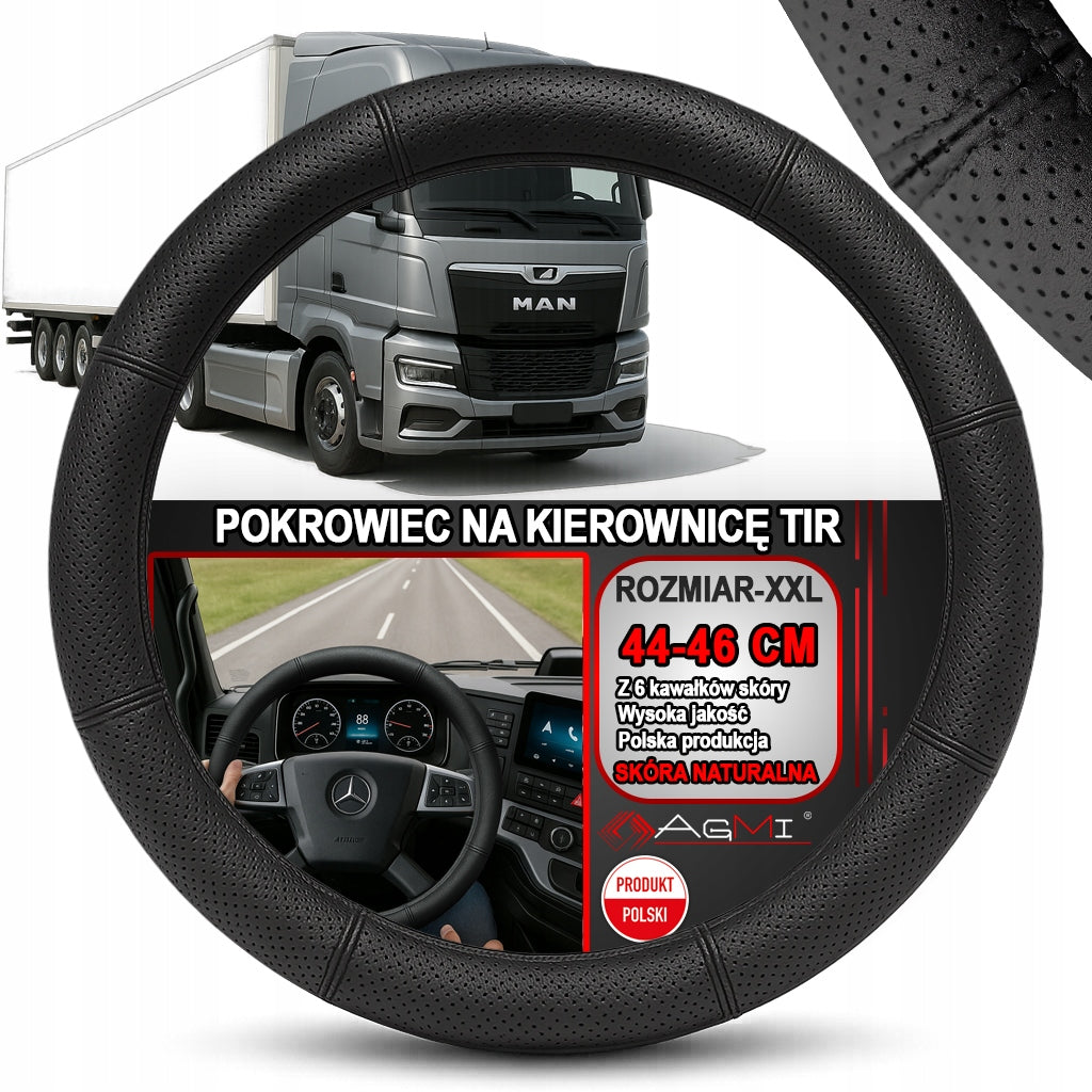 STEERING WHEEL COVER TIR BUS LEATHER COVER PERFORATED LEATHER 44-46CM Packaging status original