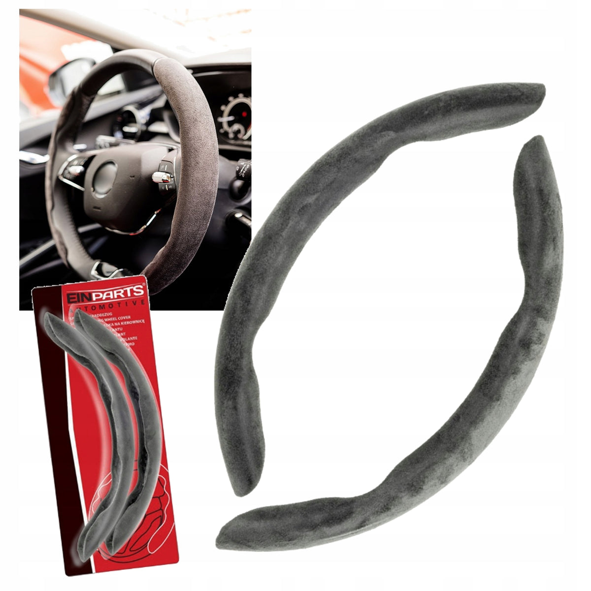STEERING WHEEL COVERS STEERING WHEEL COVER- GREY ALCANTARA