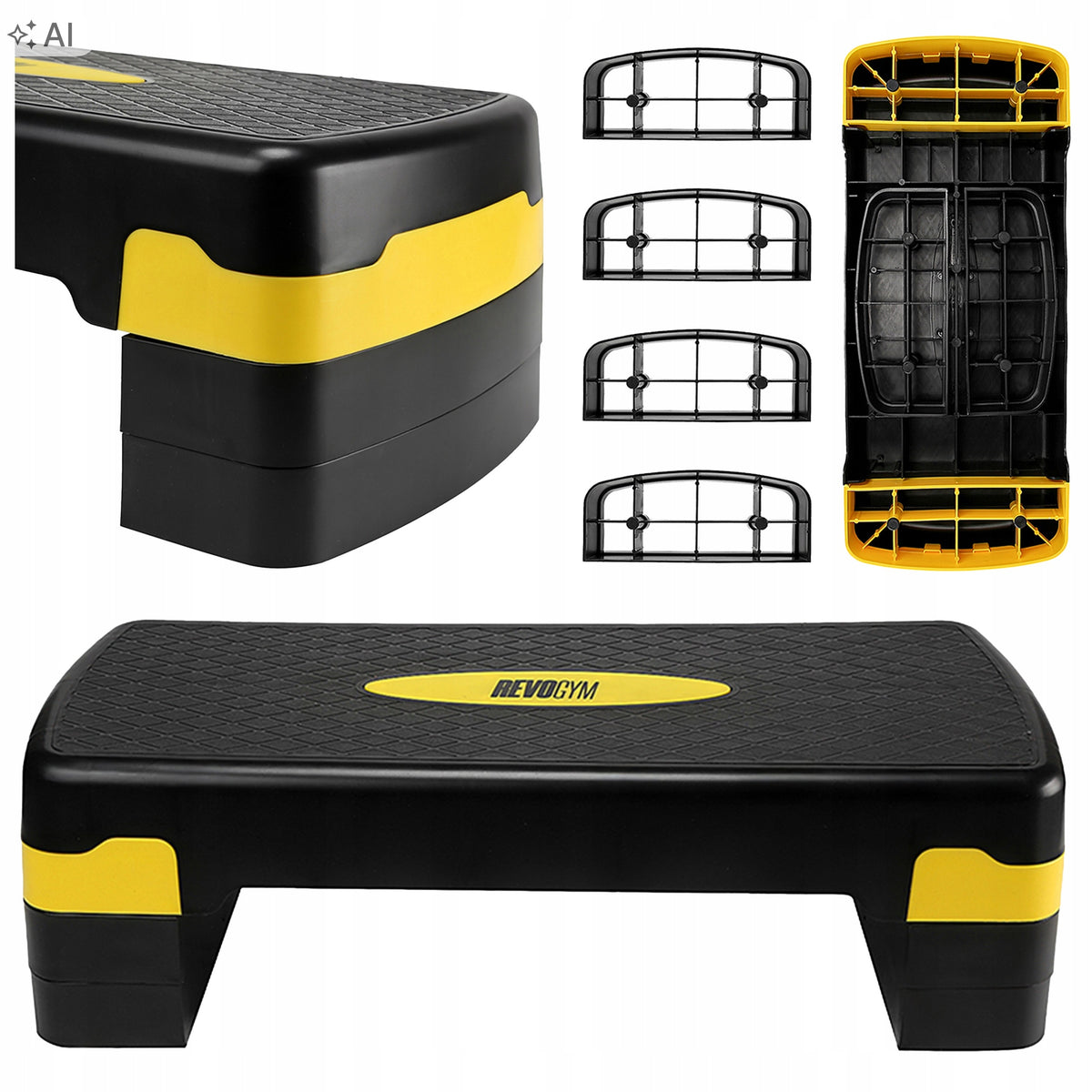 STEP FOR EXERCISE STEPPER AEROBIC STEPPER ADJUSTABLE HEIGHT 3 LEVELS