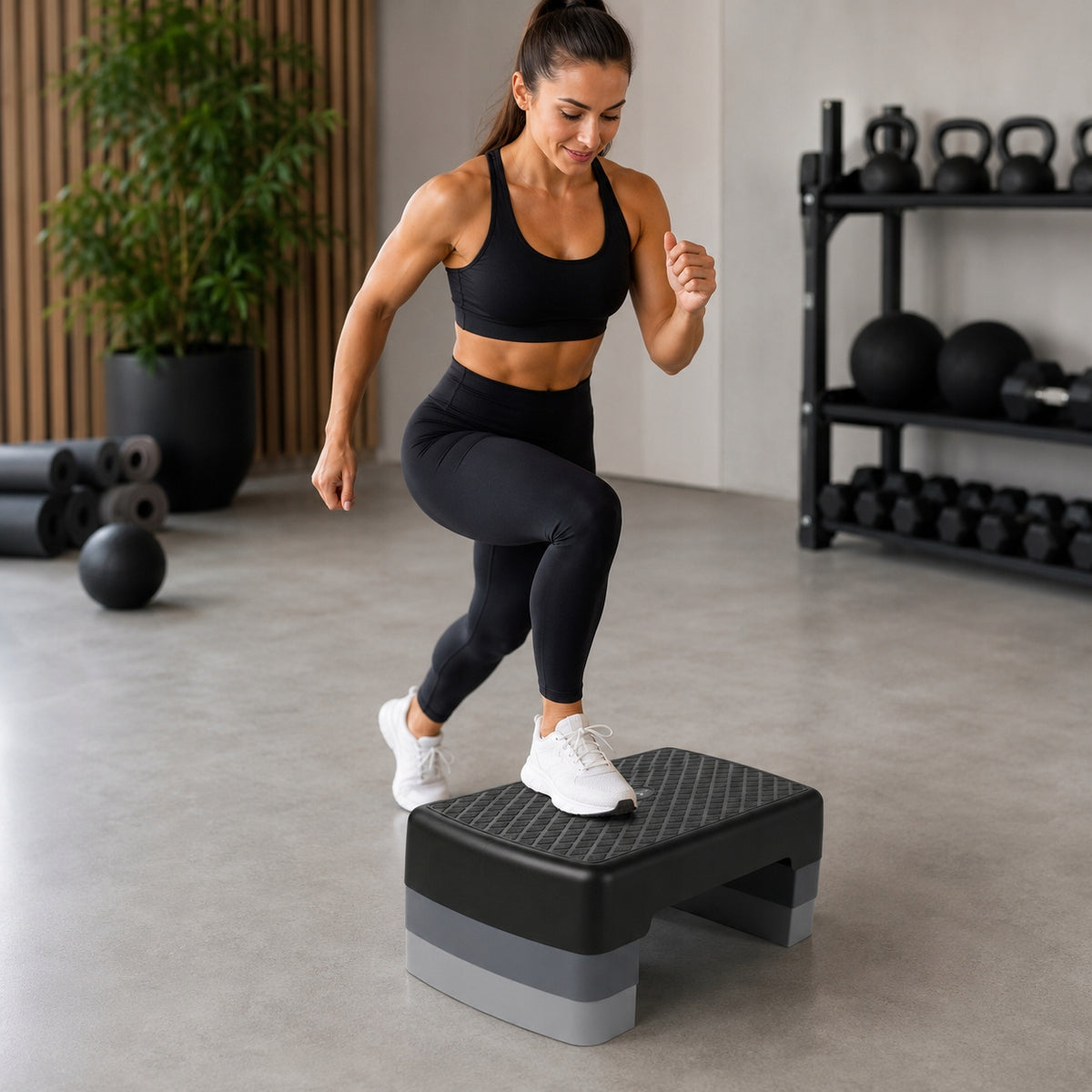 STEP FOR FITNESS AEROBICS ADJUSTABLE STEP 3 STEPS PLATFORM 45CM Manufacturer code AC-45-01 STEP DO ĆWICZEŃ KOMPAKTOWY 3 STOPNIE