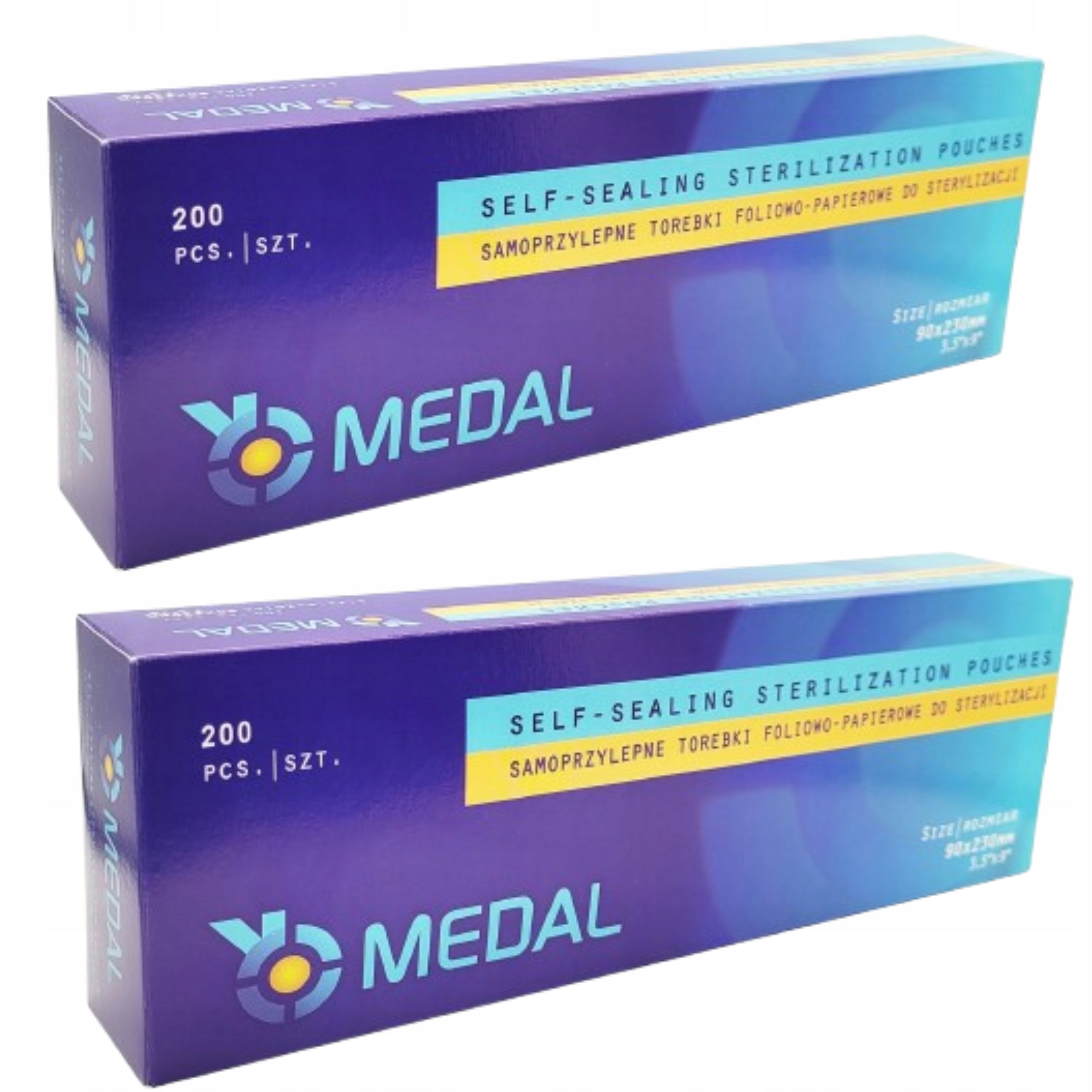 STERILIZATION BAGS 90X230 SELF-ADHESIVE 200 PIECES PAPER-FOIL X2 Packaging status original