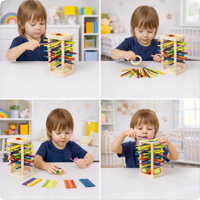 STICK PYRAMID ARCADE GAME WOODEN 2IN1 PIECES FALLING BALLS Manufacturer code GRA ZRĘCZNOŚCIOWA DLA DZIECI