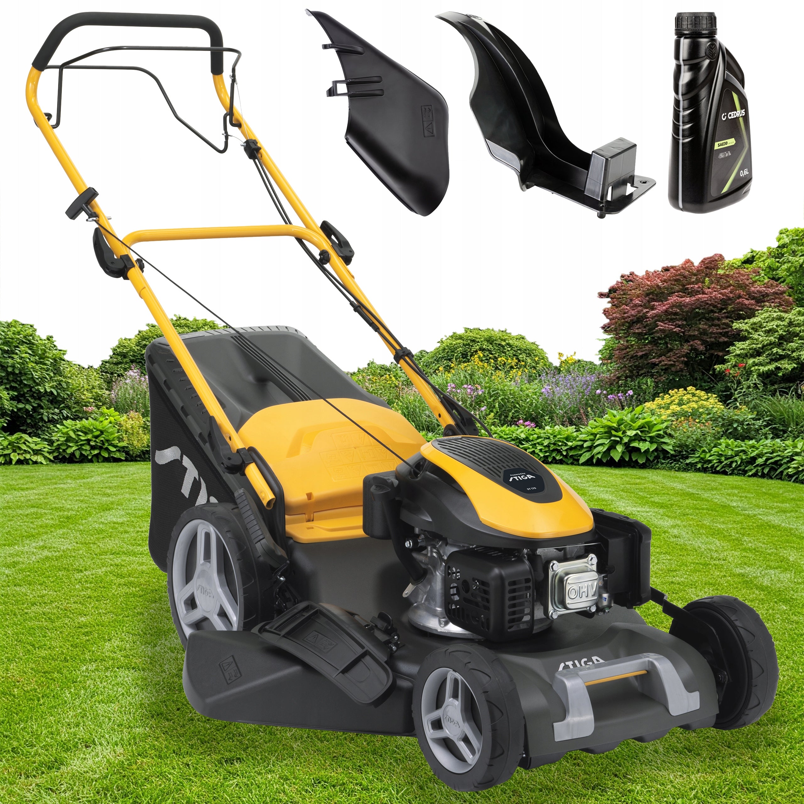 STIGA Combi 53 SQ Combustion Lawn Mower with 60L Basket Drive 3,5 HP 4in1 Set