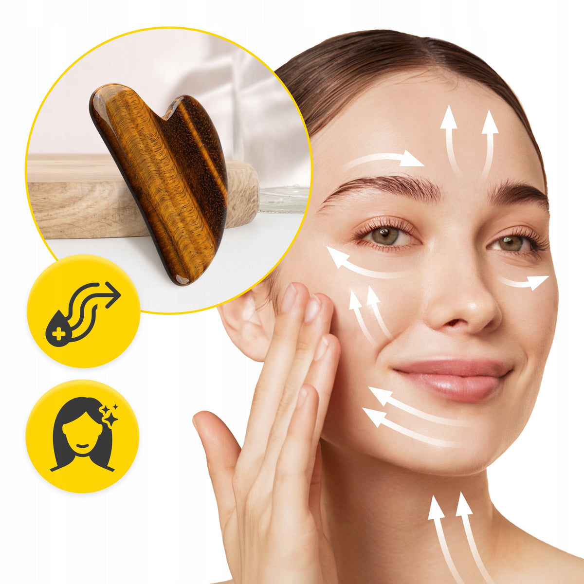 STONE GUA SHA FACE MASSAGER NATURAL TIGER EYE LIFTING PLATE EAN (GTIN) 5905973408257