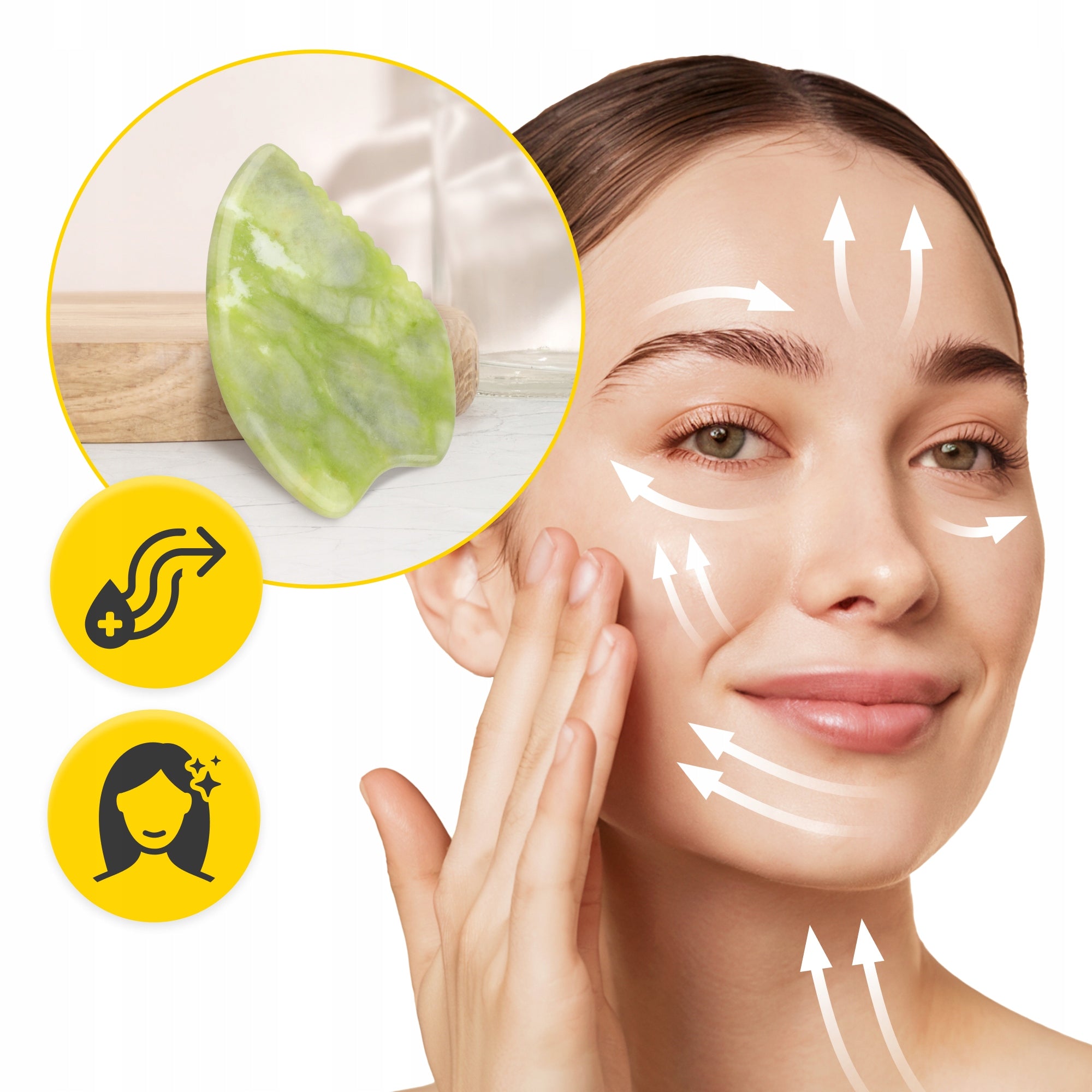 STONE GUA SHA FLUTED PLATE FOR FACIAL MASSAGE NATURAL JADE MASSAGER EAN (GTIN) 5905973408219
