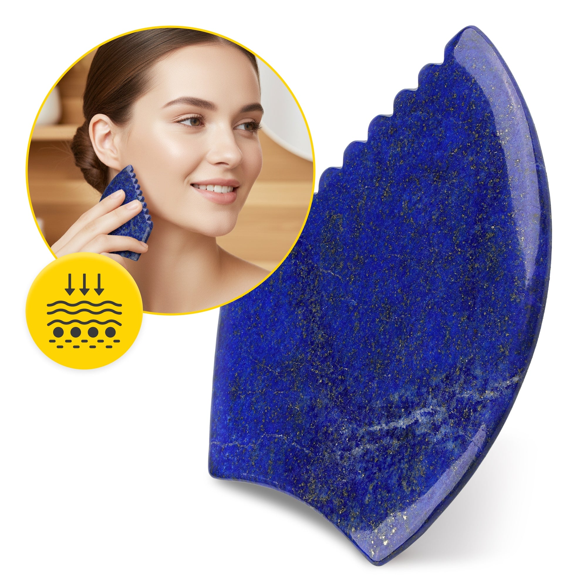 STONE GUA SHA MASSAGE PLATE NOTCHED NATURAL HEART MASSAGER LIFTING Manufacturer code Karbowany kamień Gua Sha z lazurytu