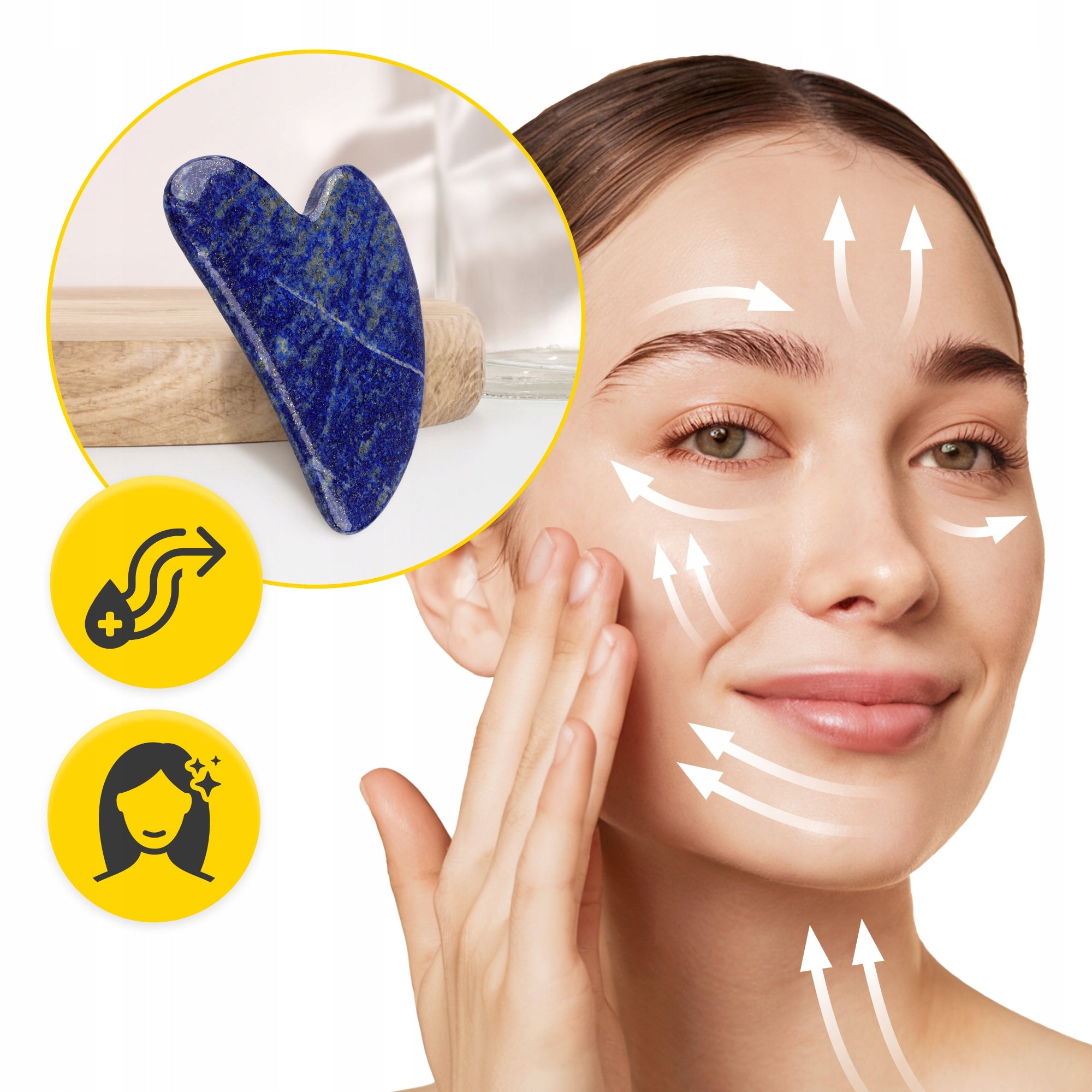 STONE GUA SHA MASSAGER FOR FACE AND NECK NATURAL PLATE LIFTING AZURITE EAN (GTIN) 5905973408288