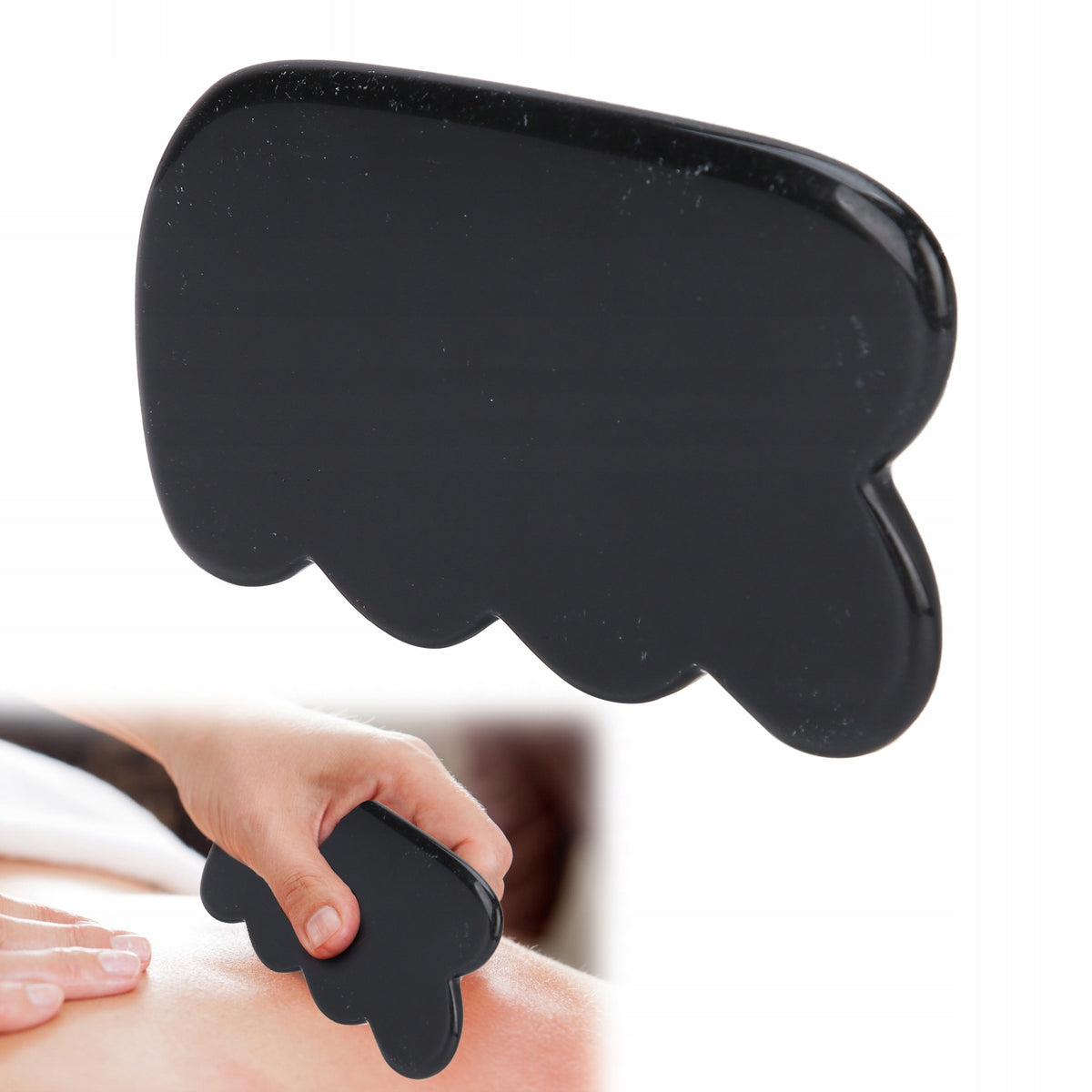 STONE GUA SHA MASSAGER FOR FACE SHALLOW OBSIDIAN Packaging status original