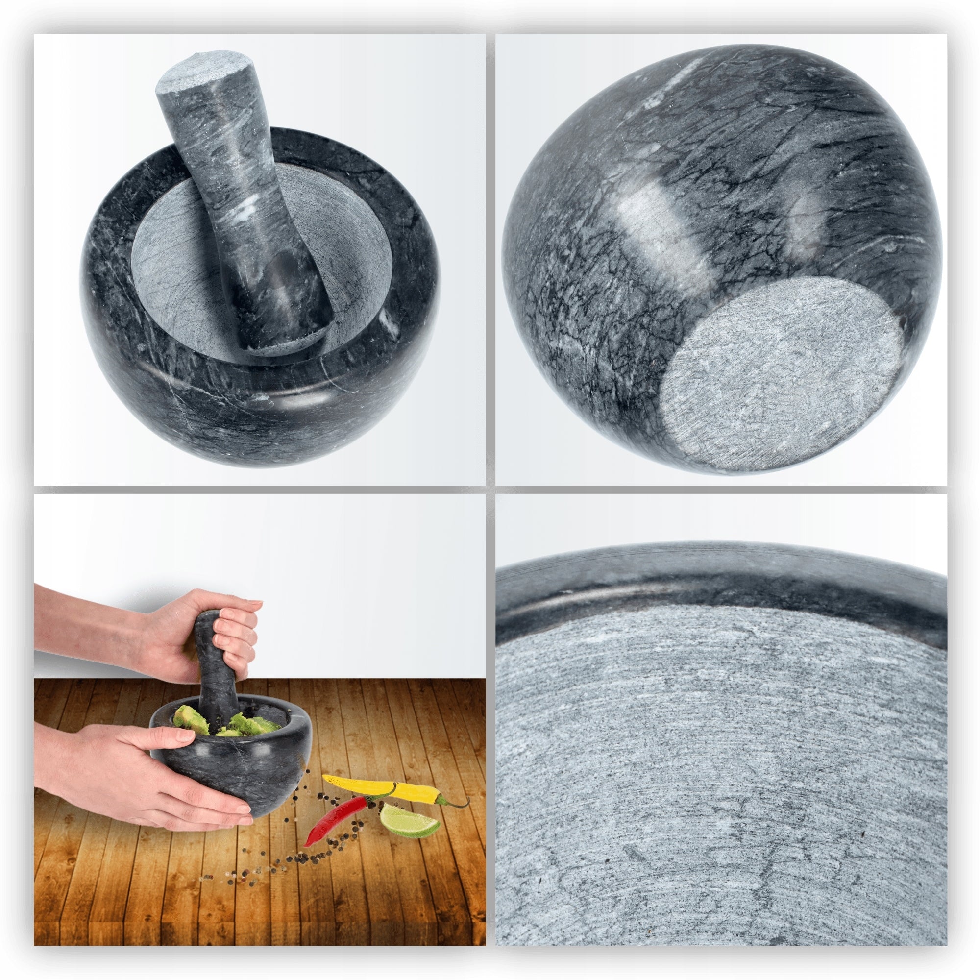 STONE KITCHEN MORTAR WITH SPICE PESTLE SOLID PESTLE Brand Kadax