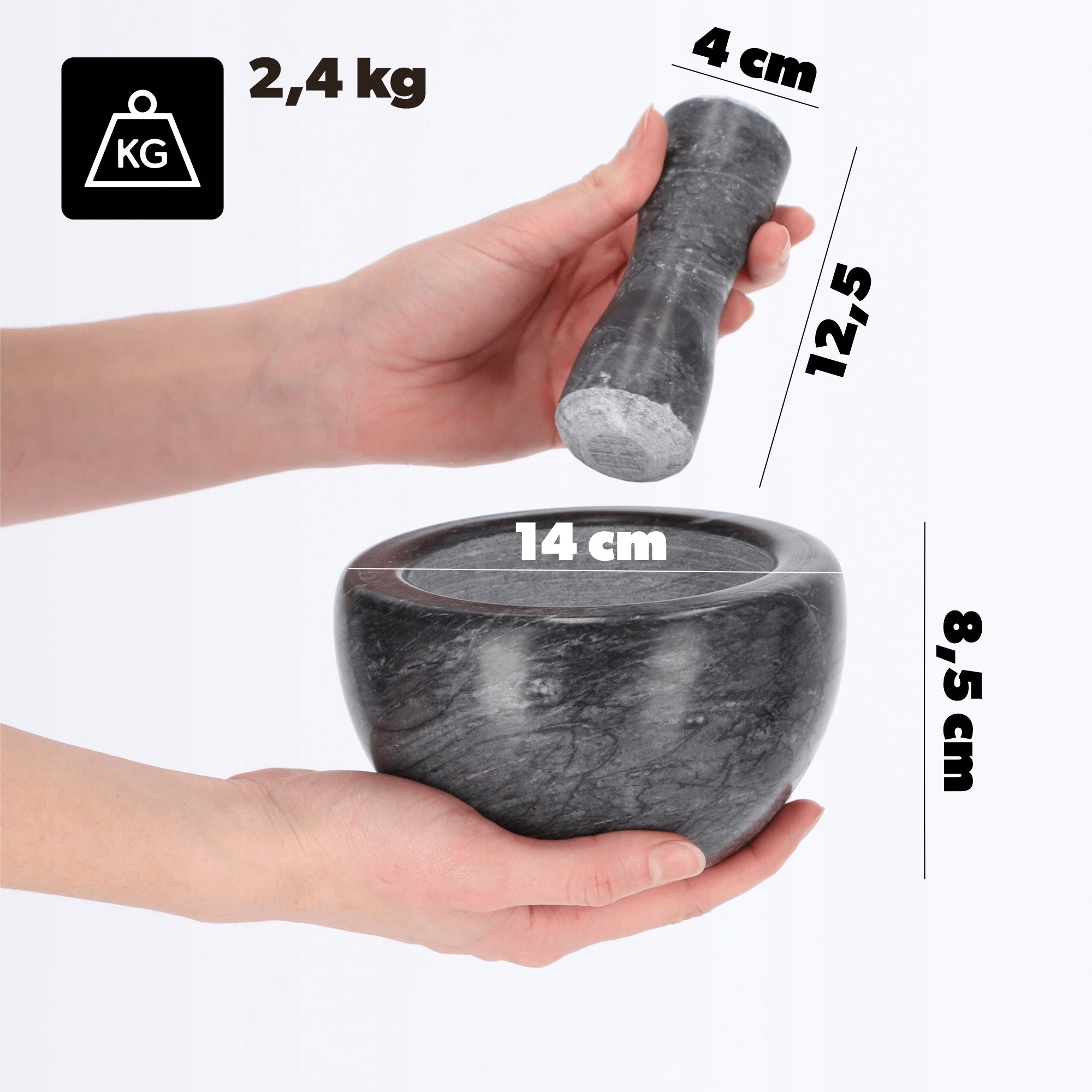 STONE KITCHEN MORTAR WITH SPICE PESTLE SOLID PESTLE Model Kadax