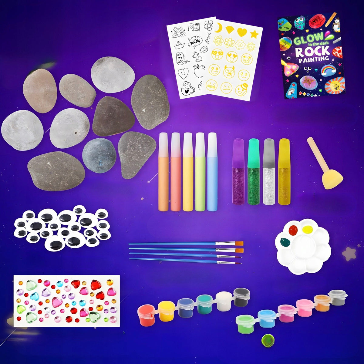 STONE PAINTING SET GLOW-IN-THE-DARK CREATIVE GIFT CHILD Packaging status original