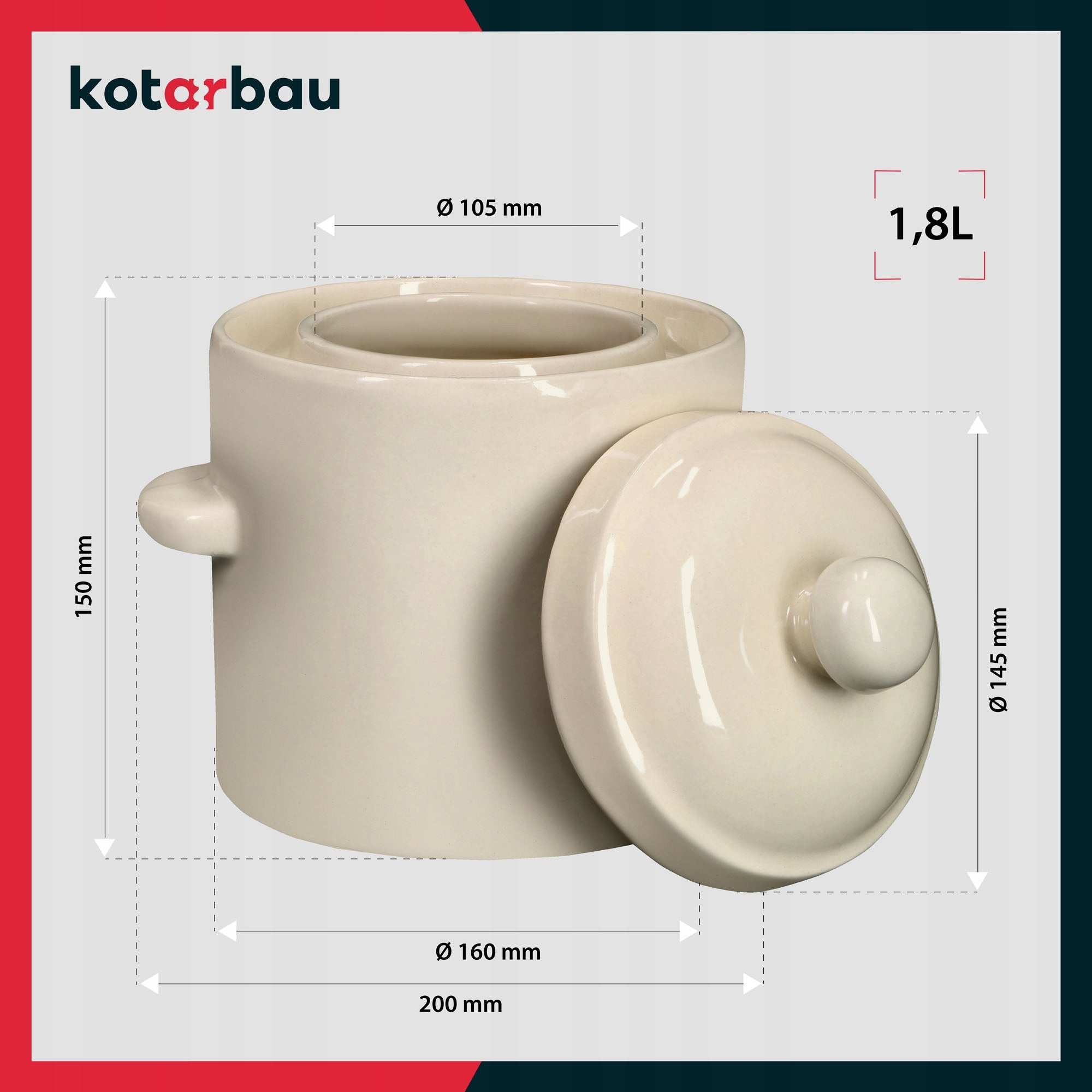STONEBERRY BARREL HERMETIC POT 1.8L FOR PICKING CUCUMBER CABBAGE + LID Brand Kotarbau