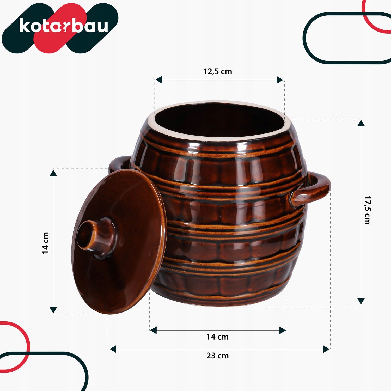 STONEWARE BARREL 2,5L POT HERMETIC STONEWARE PICKLING CUCUMBERS CABBAGE Capacity 2.5 l
