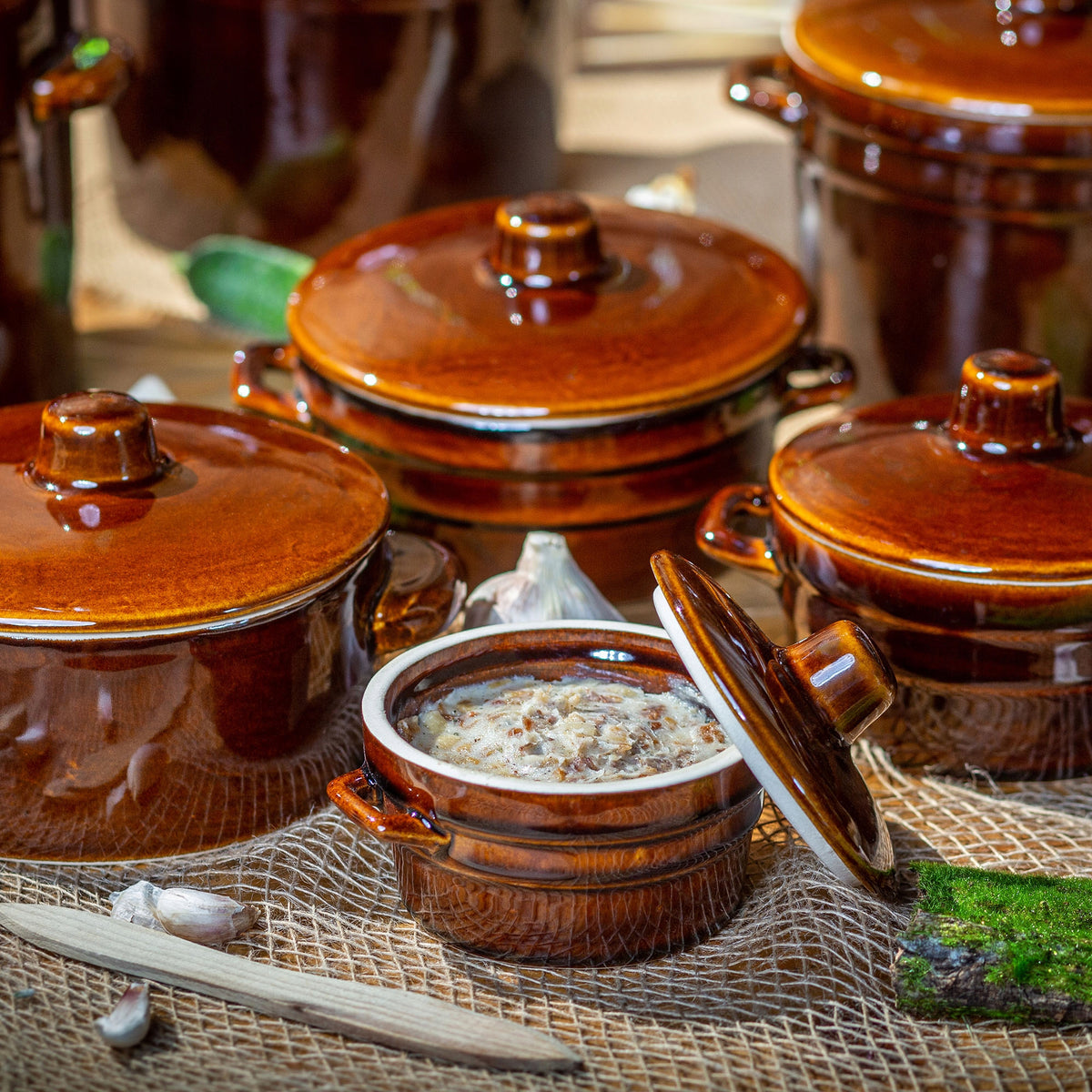 STONEWARE CERAMIC BARREL 1 L CUCUMBER LARD POT WITH STONEWARE LID Packaging status original