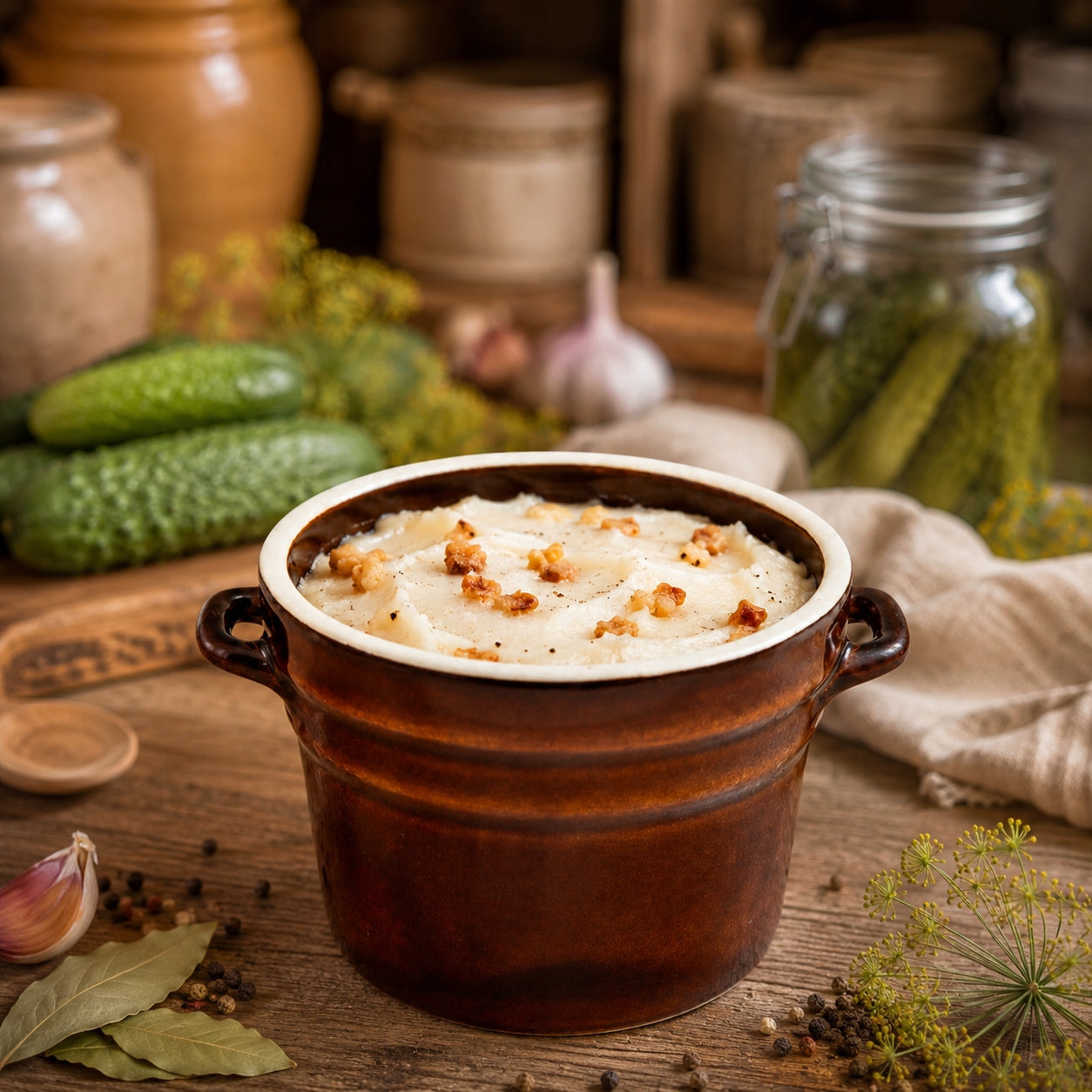 STONEWARE CERAMIC POT 0,5 L STONEWARE FOR PICKLING CUCUMBERS AND LARD Brand Krystynka