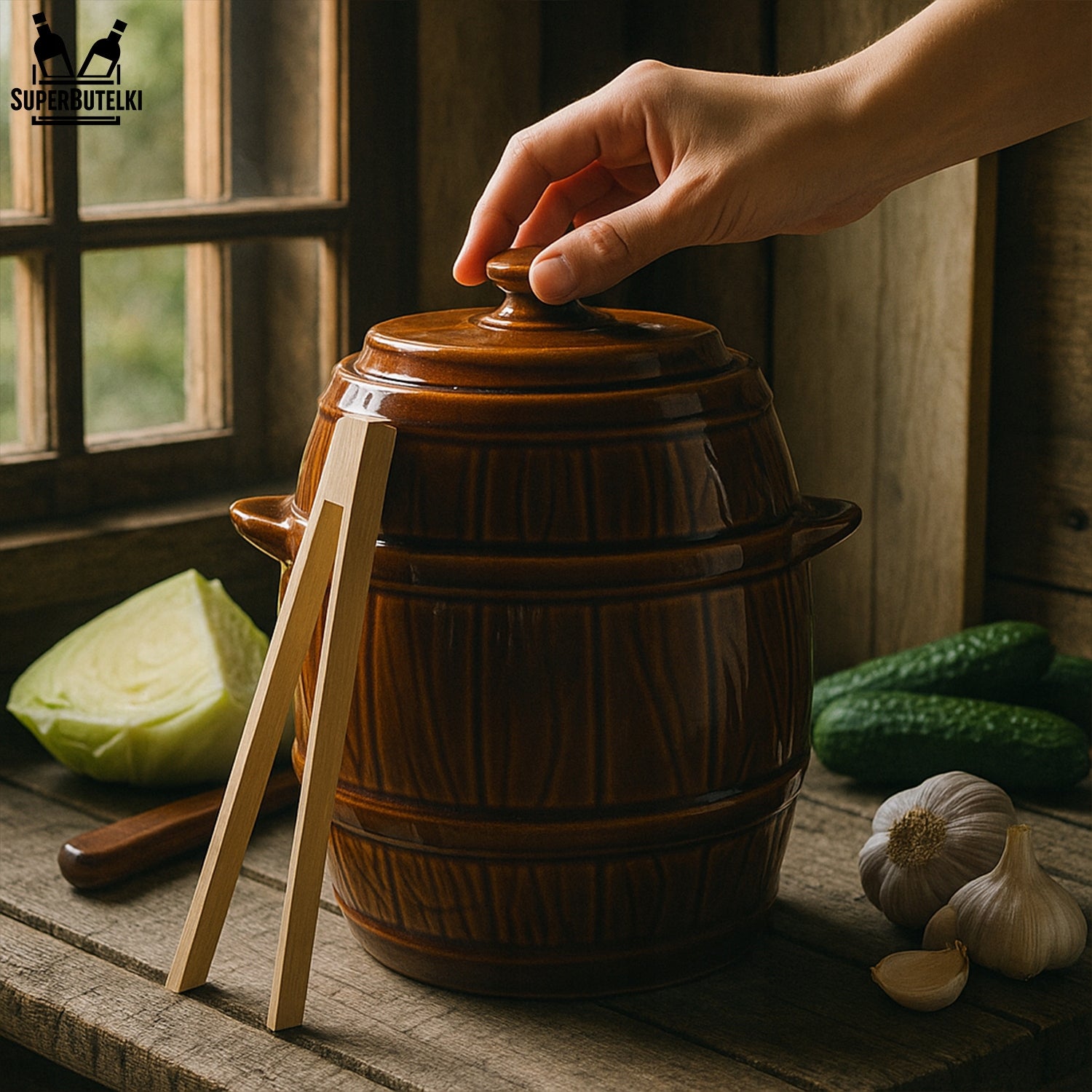 STONEWARE FOR PICKLING CABBAGE FOR LARD CUCUMBERS BIGOS STONEWARE POT 8 L Brand SuperButelki