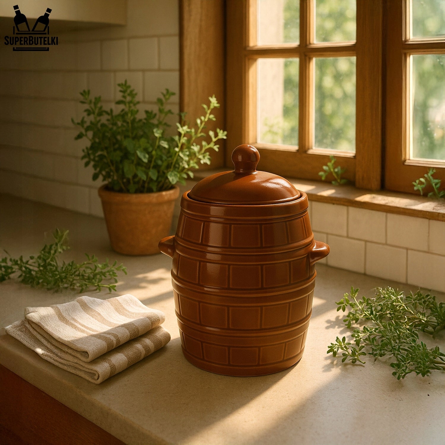 STONEWARE FOR PICKLING CABBAGE FOR LARD CUCUMBERS BIGOS STONEWARE POT 8 L Packaging status original