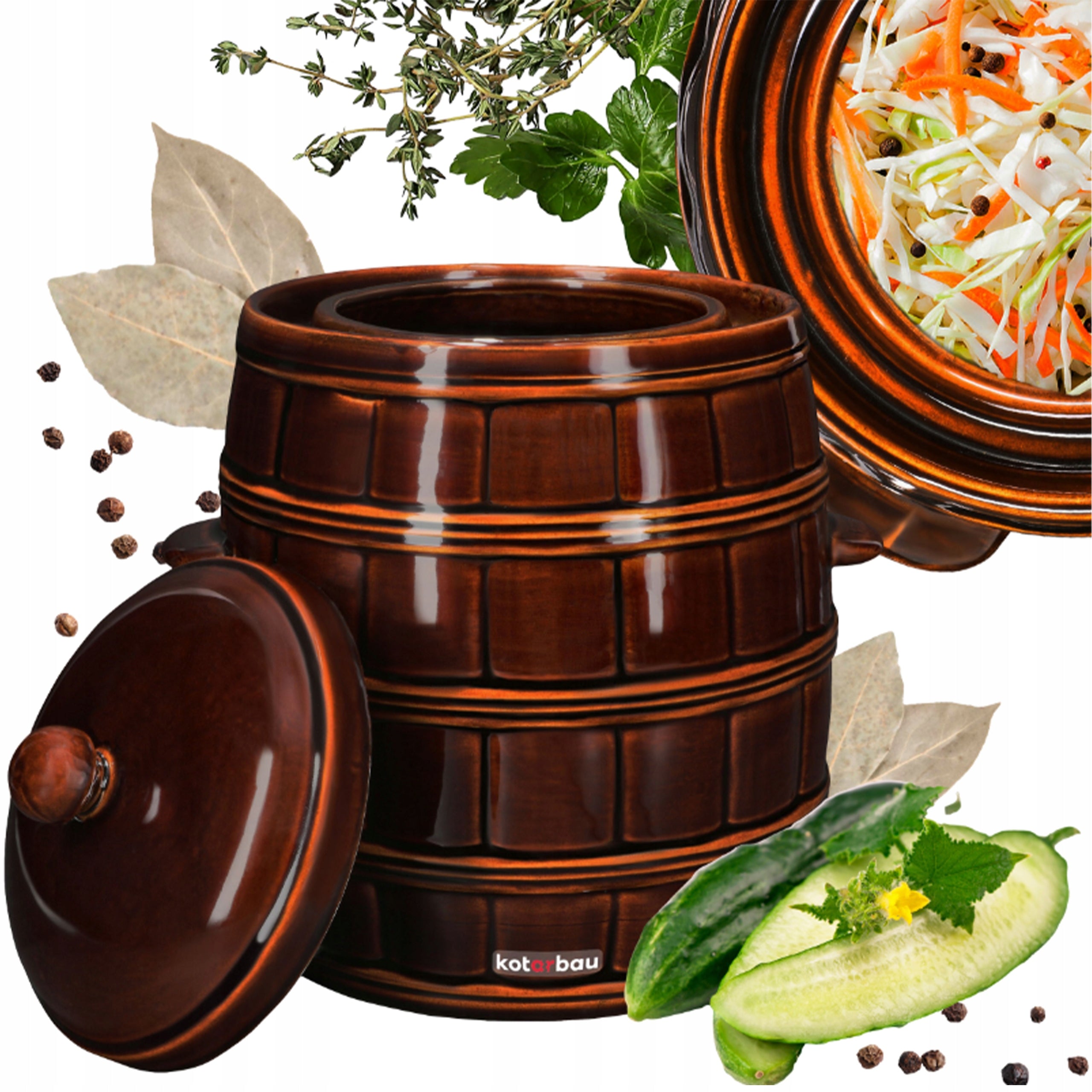 STONEWARE POT 16L STONEWARE BARREL FOR PICKING CUCUMBER CABBAGE COLLAR