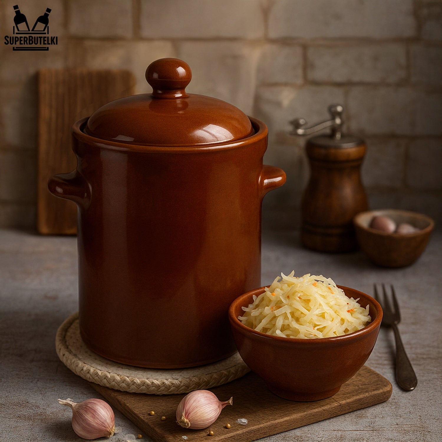 STONEWARE POT BARREL 5 L FOR PICKLING CABBAGE CUCUMBERS SILAGE STONEWARE Packaging status original