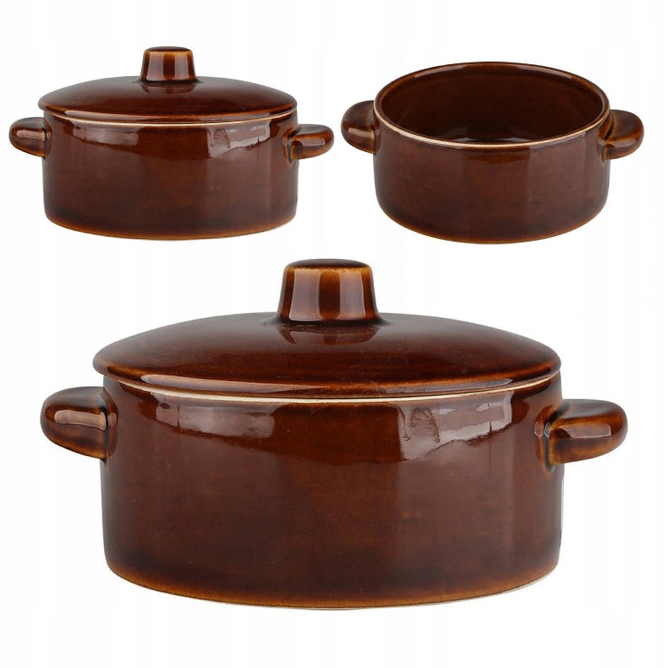 STONEWARE POT STRAIGHT Q16 FOR LARD WITH LID HOME KITCHEN