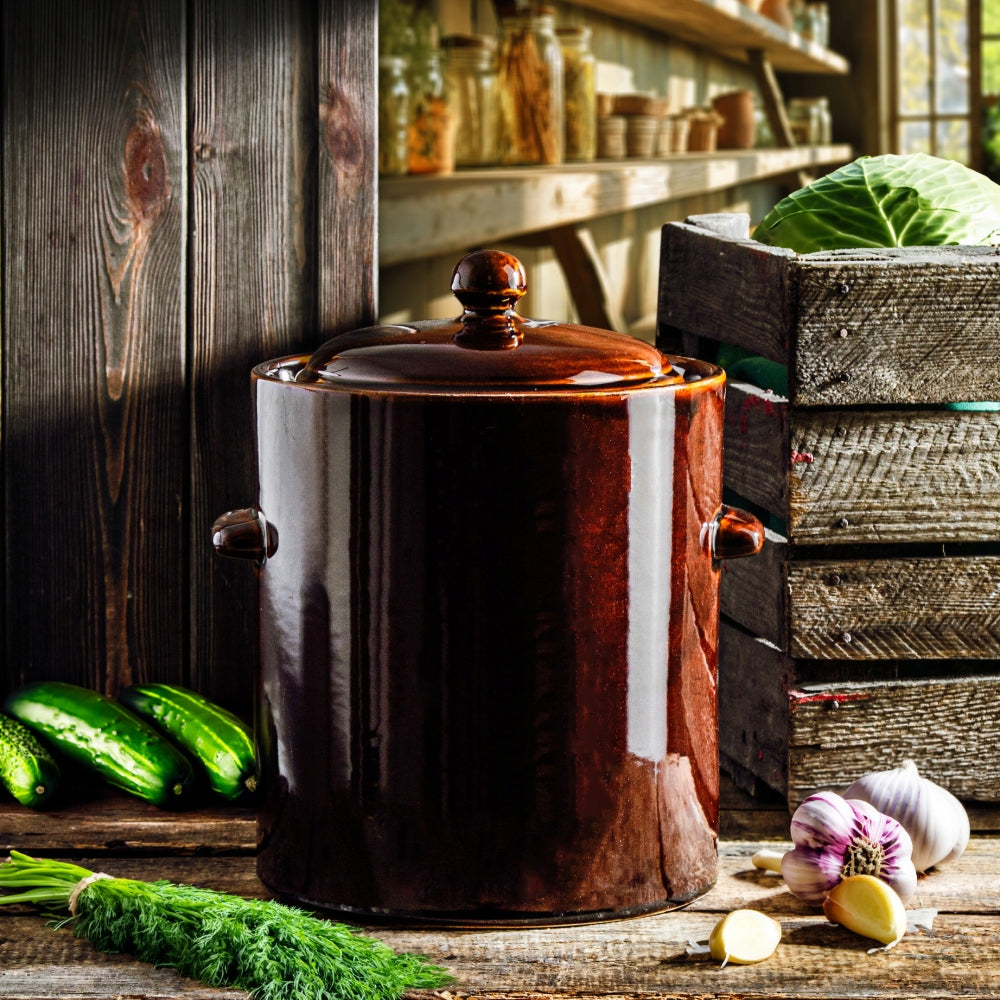 STONEWARE POT barrel for pickling cabbage 10l K3 Color brown
