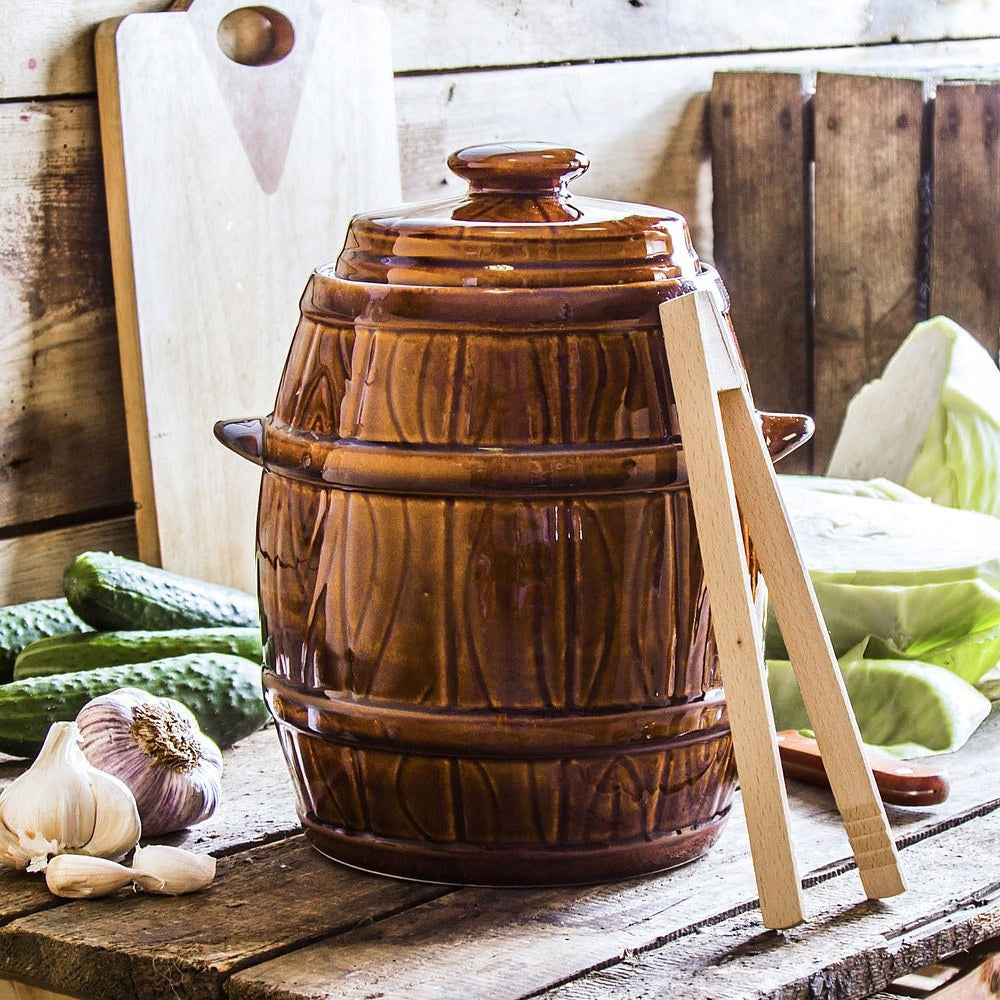STONEWARE POT barrel for pickling cabbage 5 l K3 Color brown