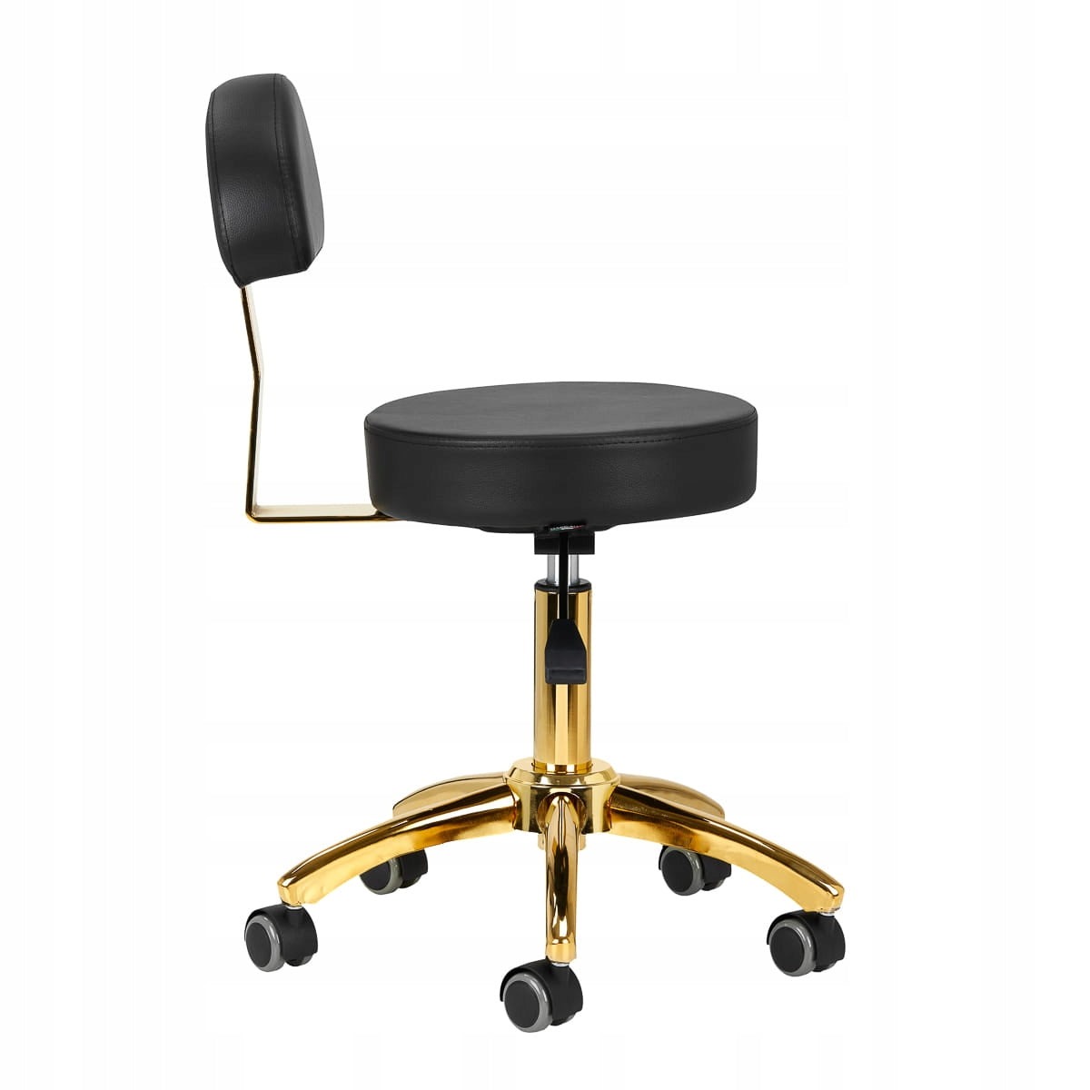 STOOL COSMETIC CHAIR STOOL WITH BACKREST ON WHEELS GOLD BLACK EAN (GTIN) 5906717457166