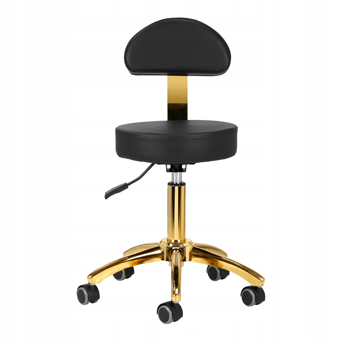 STOOL COSMETIC CHAIR STOOL WITH BACKREST ON WHEELS GOLD BLACK Manufacturer code 5906717457166