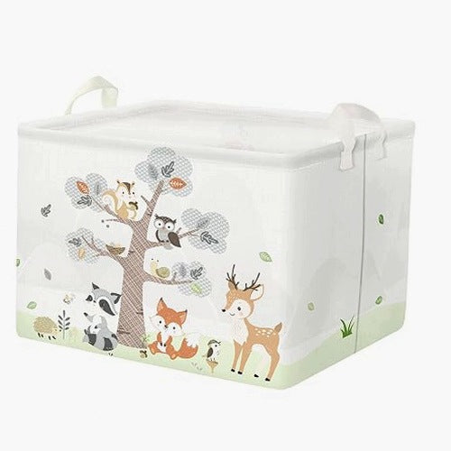 STORAGE BASKET FOLDING FOREST ANIMALS 36L metal