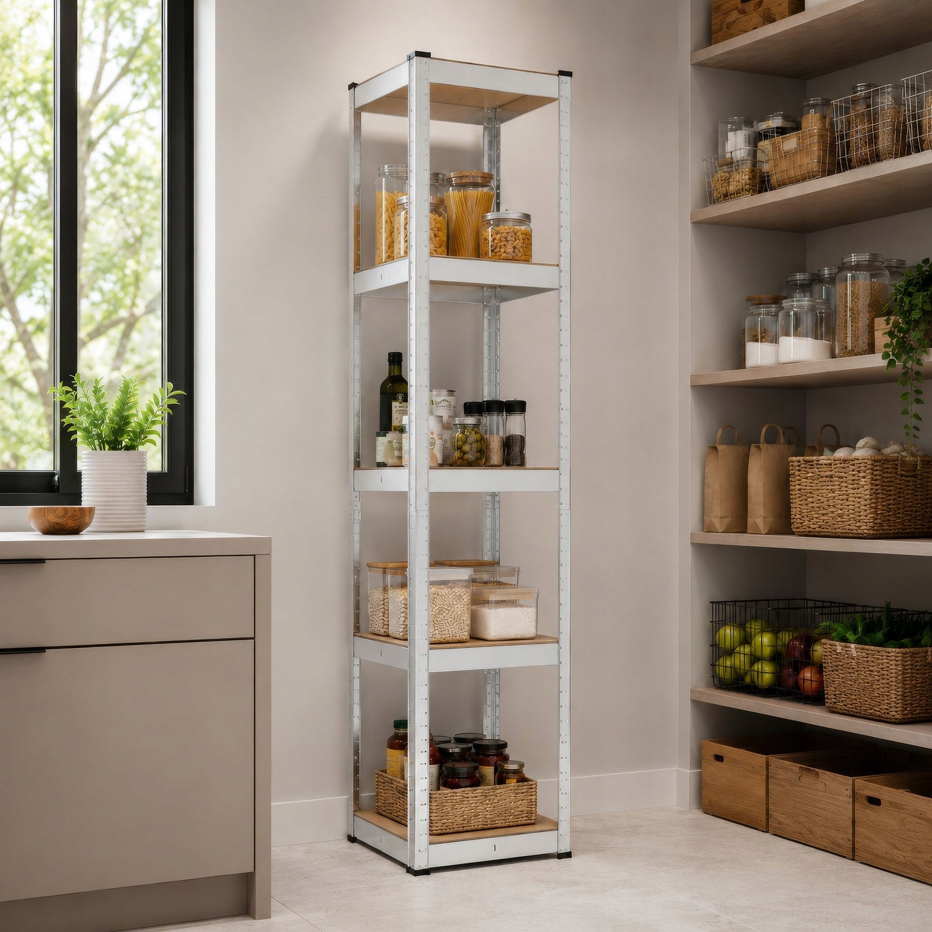 STORAGE RACK 180x40x40 cm metal GARAGE pressed WITH 5 SHELVES 500kg Packaging status original