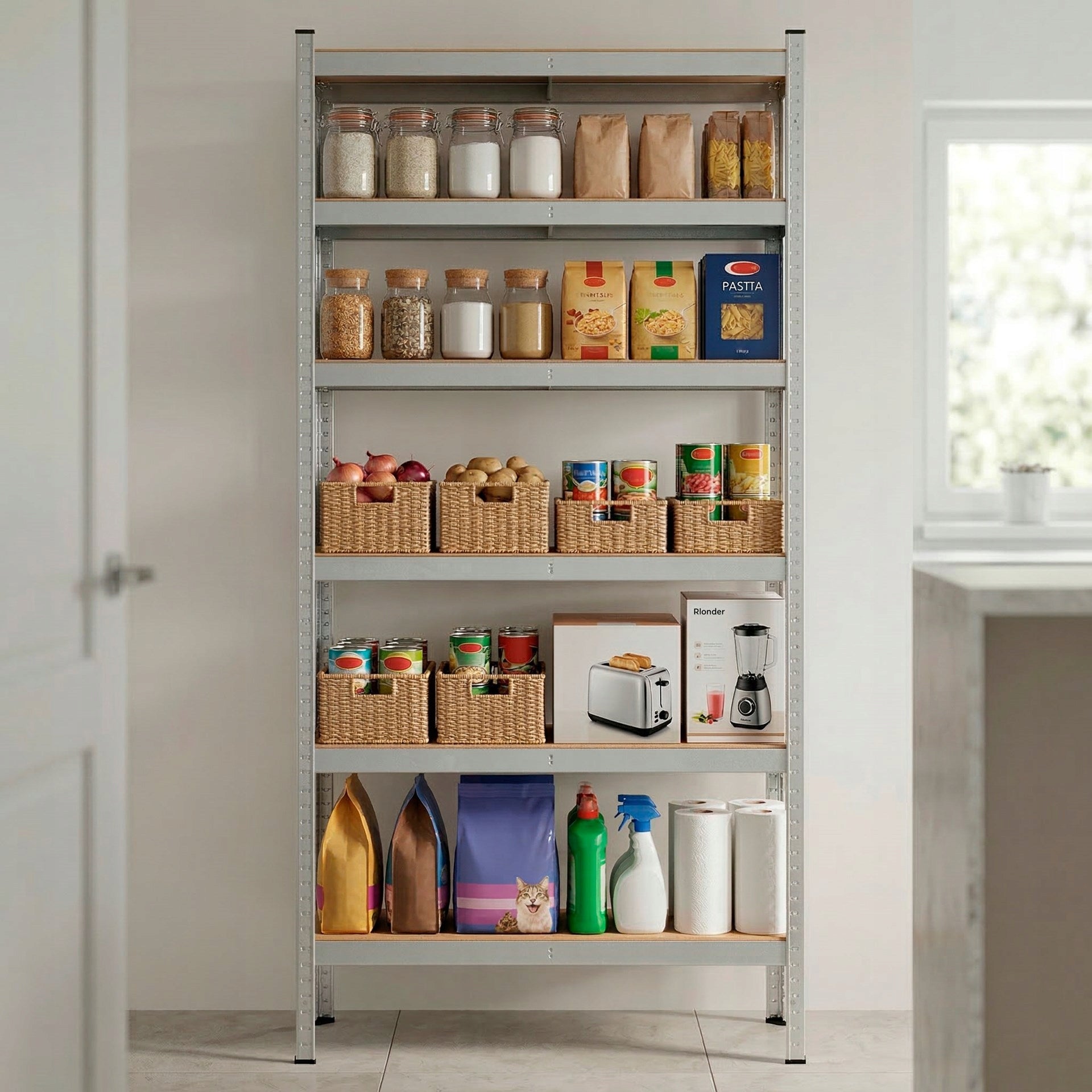 STORAGE RACK 220x110x50 cm metal GARAGE pressed WITH SHELVES 900kg Packaging status original