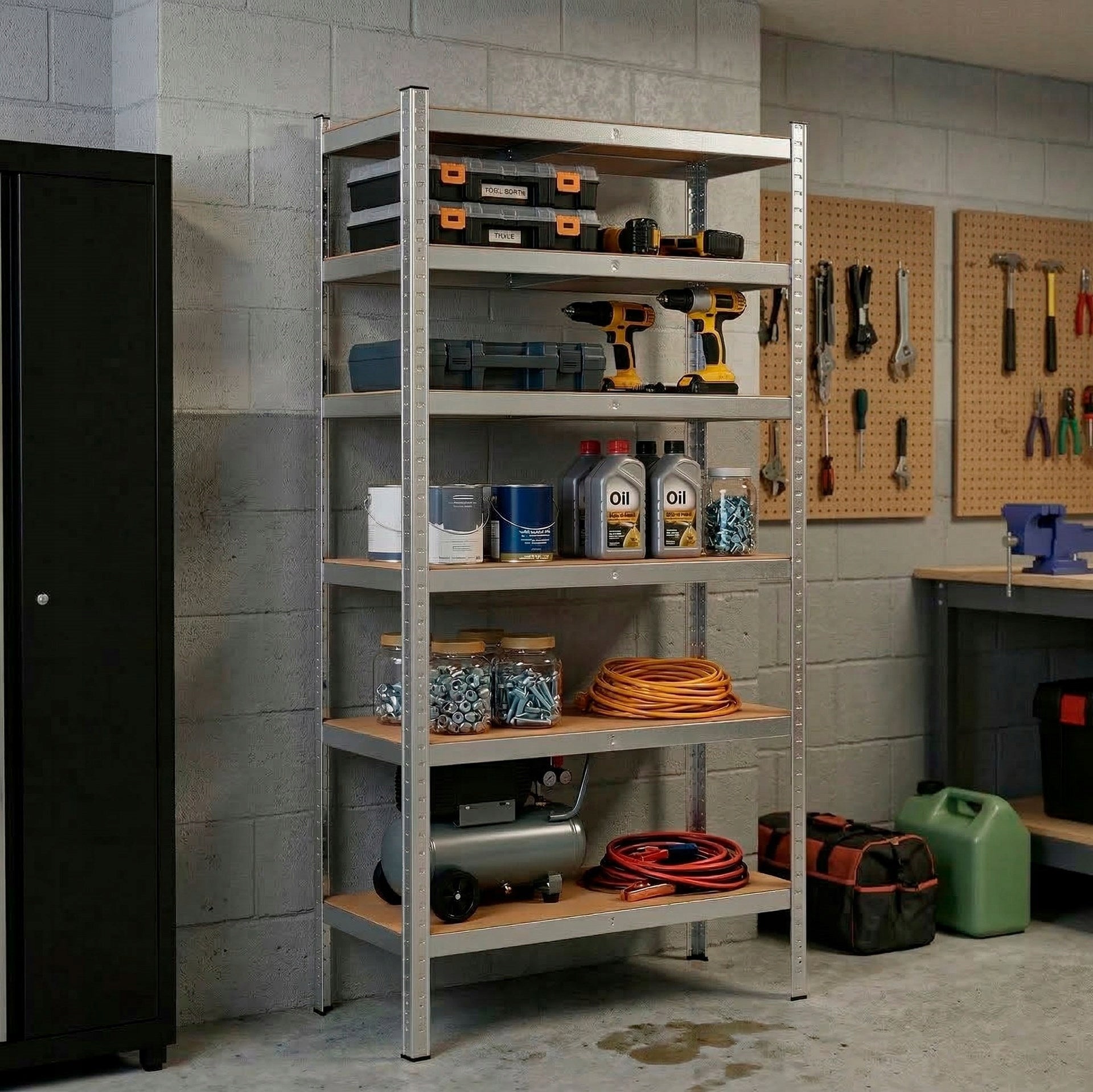 STORAGE RACK 220x110x50 cm metal GARAGE pressed WITH SHELVES 900kg Rack material other