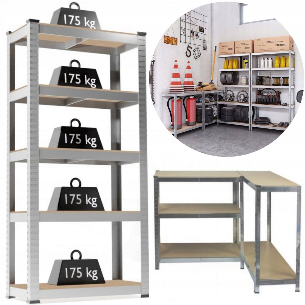 STORAGE RACK 5-LEVEL GARAGE METAL 180x90x30 MAX LIFTING CAPACITY 875kg