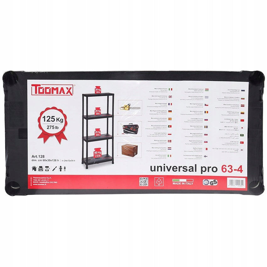 STORAGE RACK BLACK PLASTIC GARAGE FOR OFFICE BASEMENT 4 SHELVES STRONG Packaging status original
