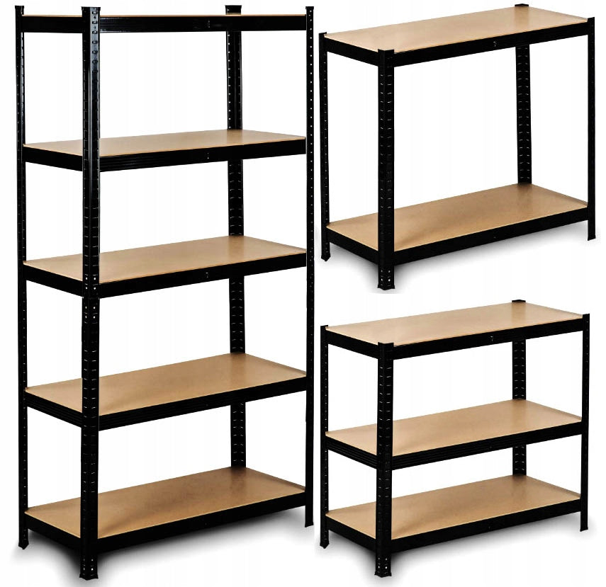 STORAGE RACK METAL BLACK 5 SHELVES PRESSED 875KG 180x90x40cm 3IN1