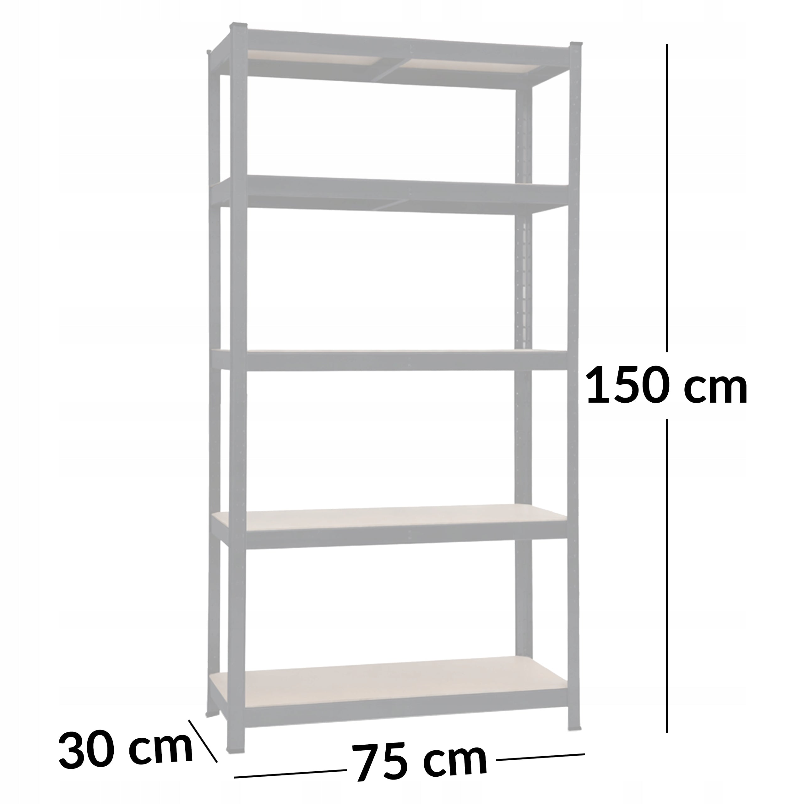 STORAGE RACK METAL CABINET SHELF BASEMENT GARAGE 150x75x30cm BLACK Manufacturer code 6.02.27684
