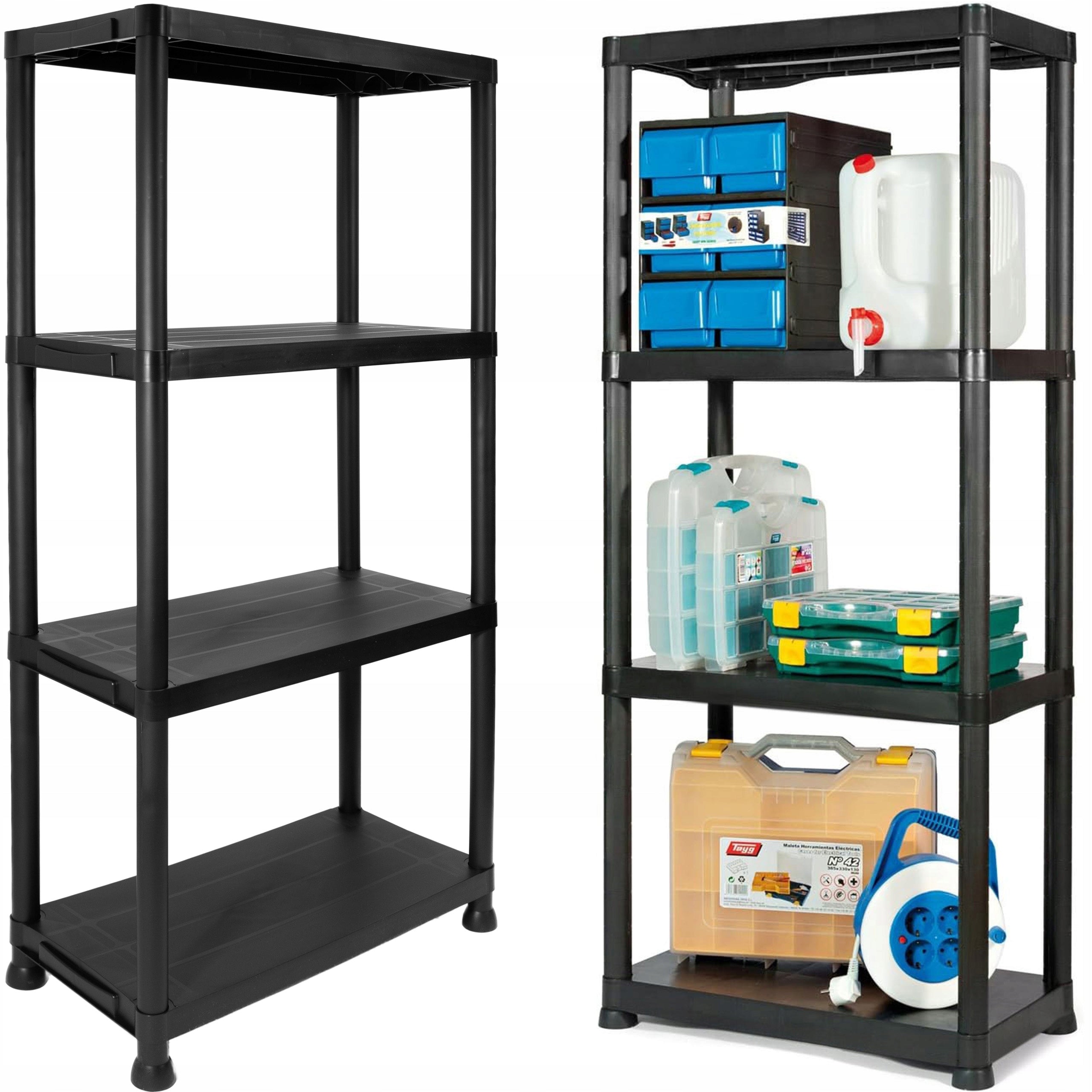 STORAGE RACK PLASTIC GARAGE PANTRY BASEMENT GARAGE 4 SHELVES 100kg