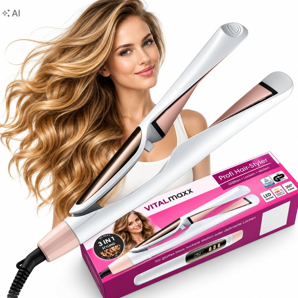 STRAIGHTENER CURLER INVERTER 3in1 VITALMAXX 230°C LED ADJUSTABLE 50W