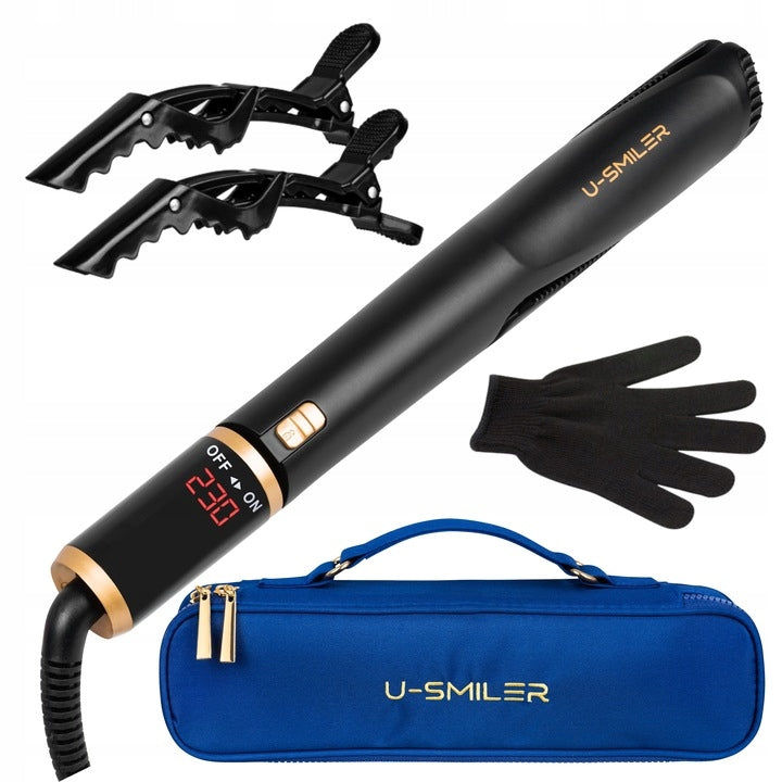 STRAIGHTENER HAIR CURLER WITH CERAMIC IONIZATION 2in1 CASE + GLOVE