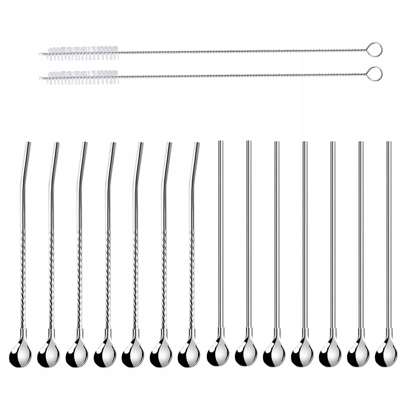 STRAWS METAL TEASPOONS LONG spoons for COFFEE AND DRINKS LATTE DESSERTS 16pcs