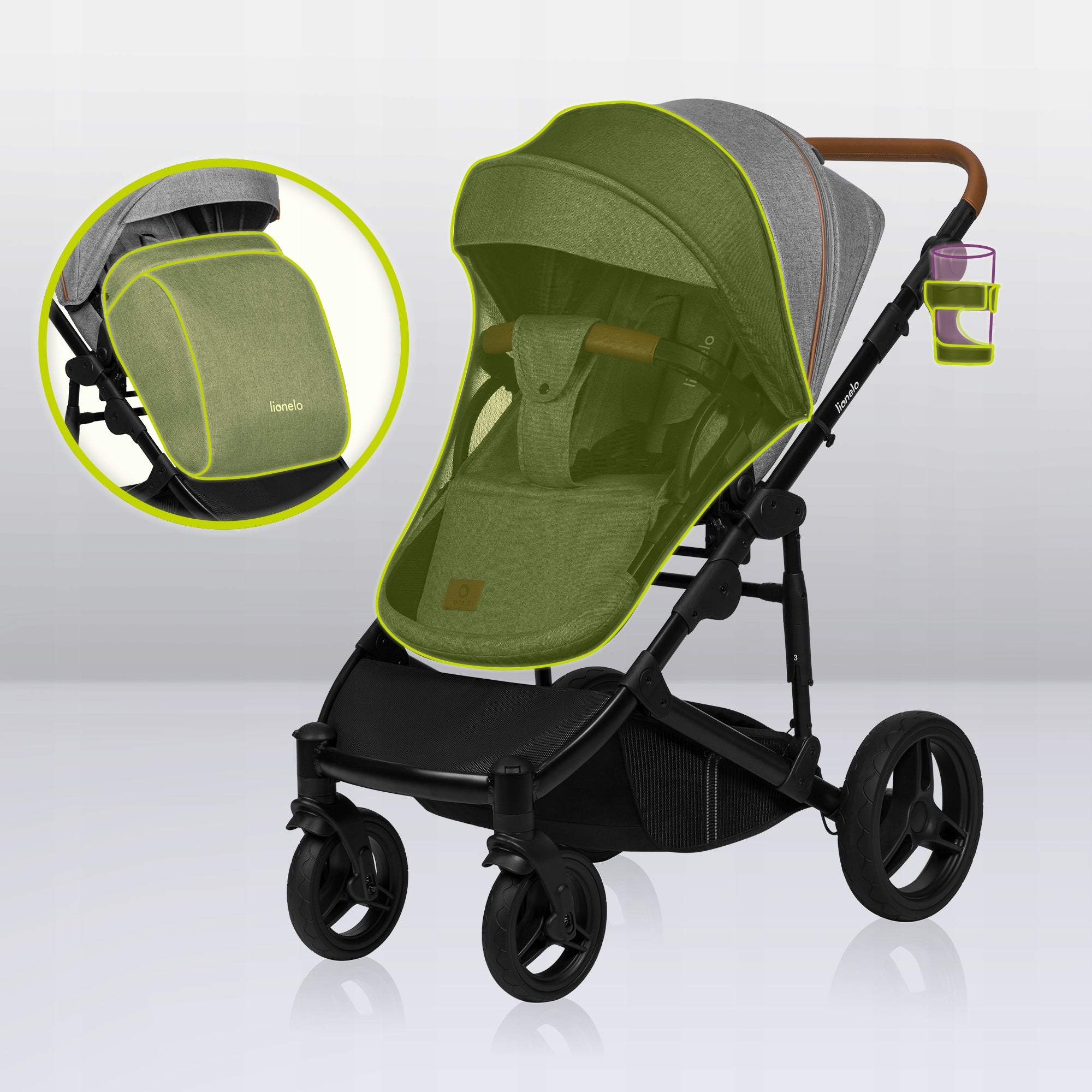STROLLER 2IN1 GONDOLA+ STROLLER LARGE WHEELS OFFROAD 27CM LIONELO MARI TOUR Packaging status original
