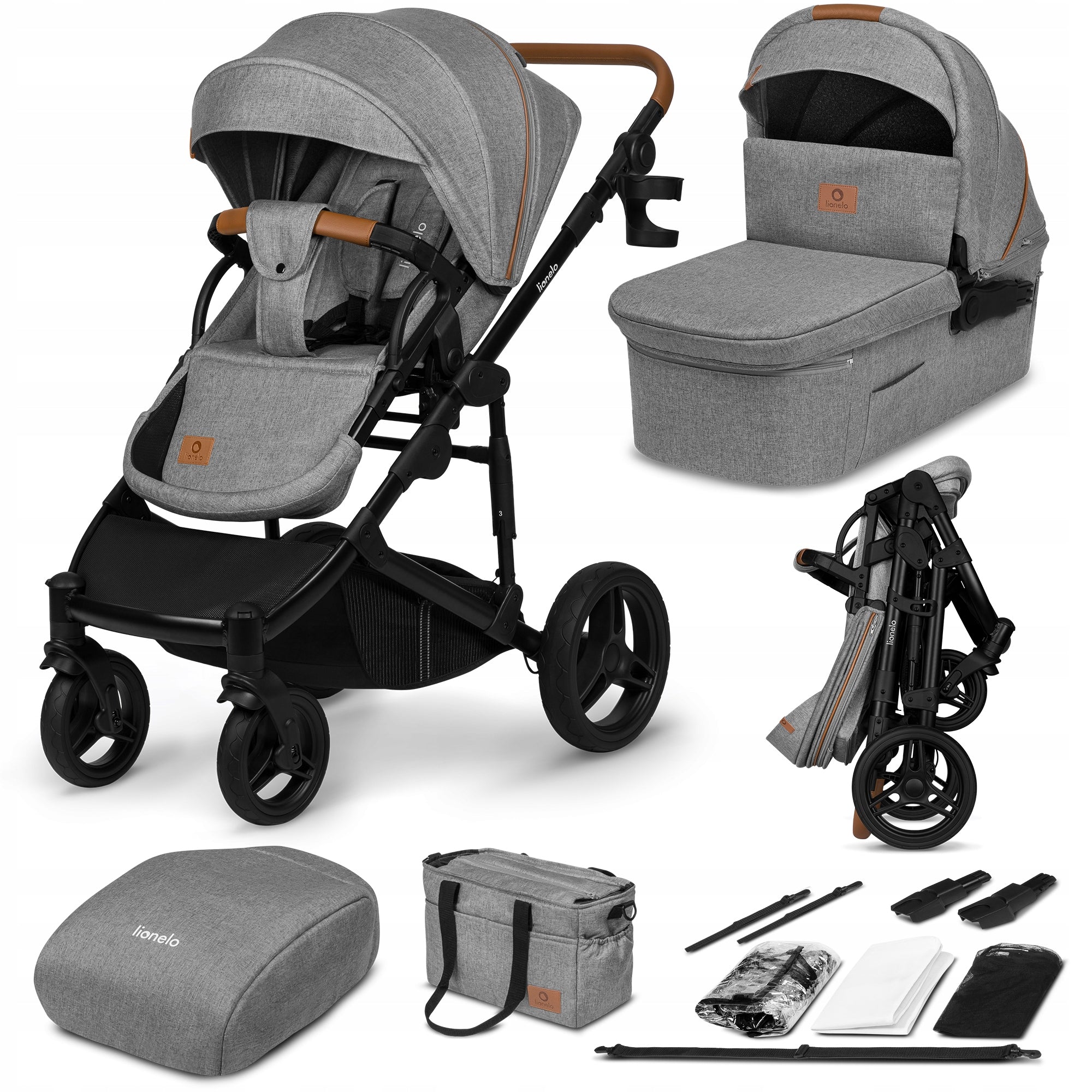 STROLLER 2IN1 GONDOLA+ STROLLER LARGE WHEELS OFFROAD 27CM LIONELO MARI TOUR