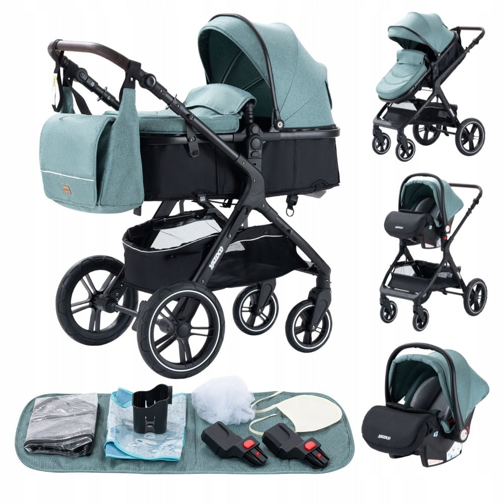 STROLLER 4IN1 BLUE BLACK GONDOLA STROLLER SEAT AKCESORIA EQUIPMENT