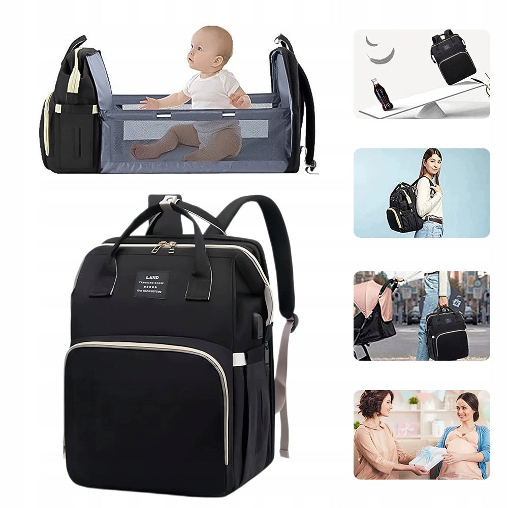STROLLER BACKPACK WITH CHANGING TABLE BAG FOR MOM THERMO POCKET BLACK Packaging status original