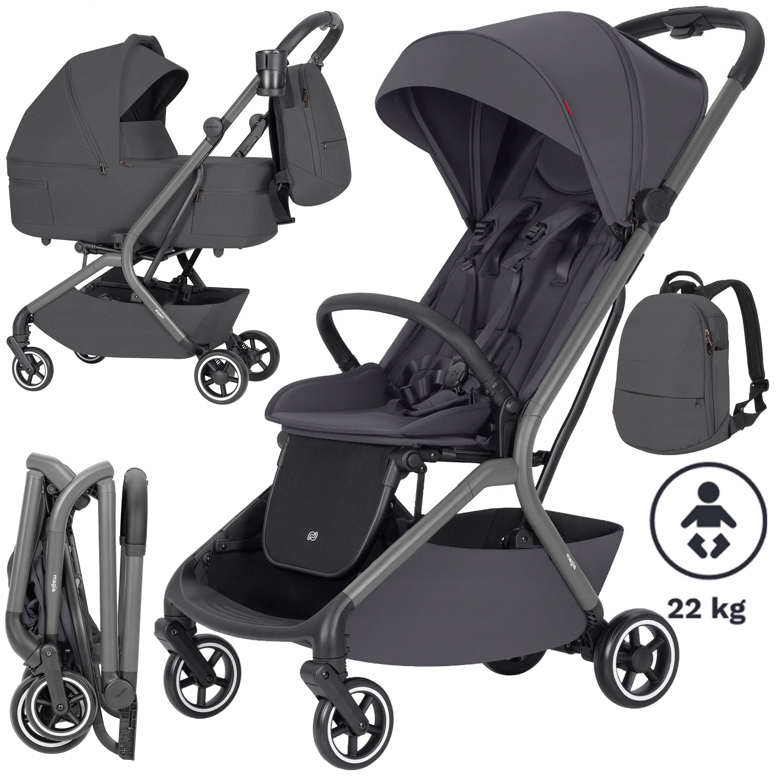 STROLLER CARRELLO MAGIC FOLDING WITH GONDOLA BAG 0-22 KG