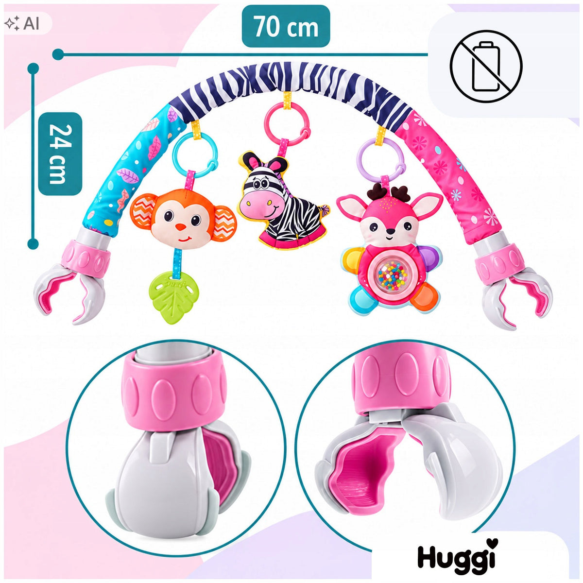 STROLLER HEADBAND RATTLE PENDANT BOW CRIB PENDANT ADJUSTABLE UN Brand Magical