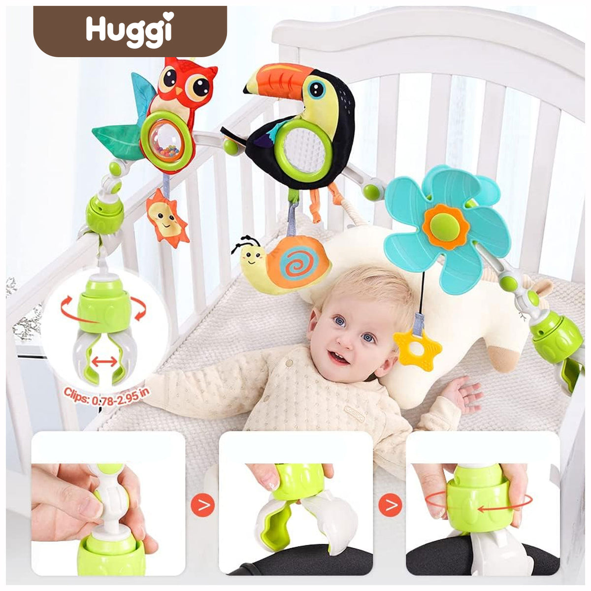 STROLLER HEADBAND RATTLE PENDANT BOW CRIB PENDANT ADJUSTABLE UN Packaging status original