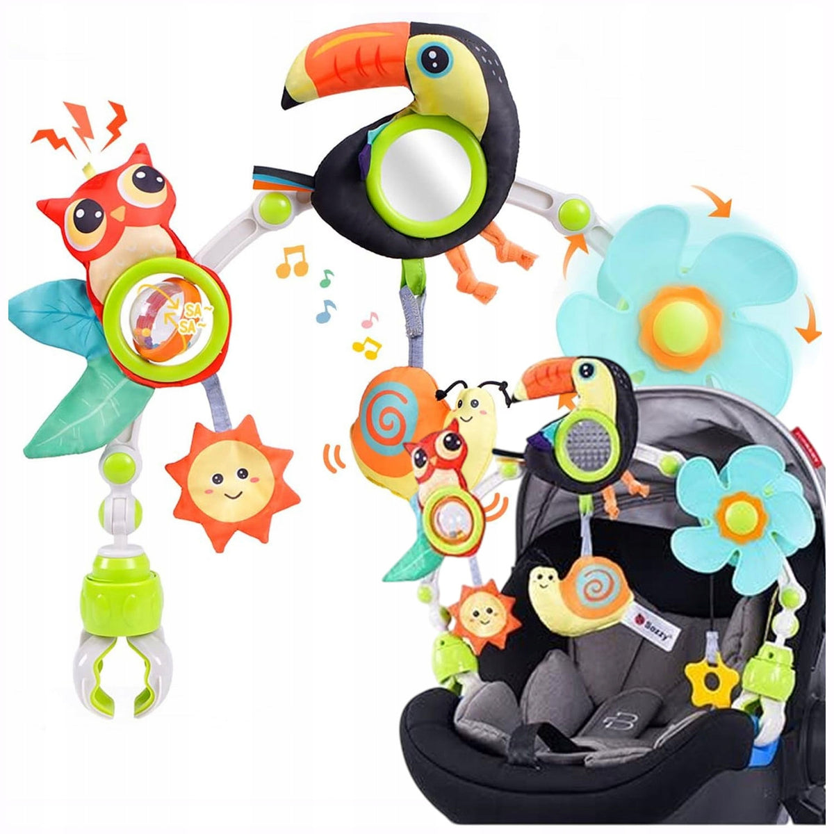 STROLLER HEADBAND RATTLE PENDANT BOW CRIB PENDANT ADJUSTABLE UN