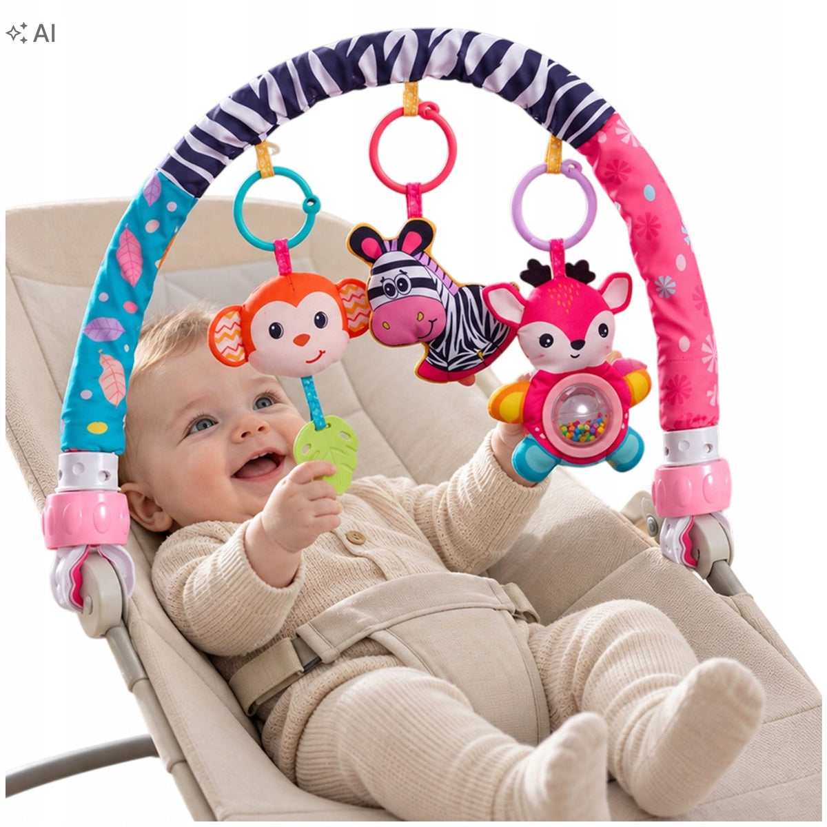 STROLLER HEADBAND RATTLE PENDANT BOW CRIB PENDANT ADJUSTABLE UN