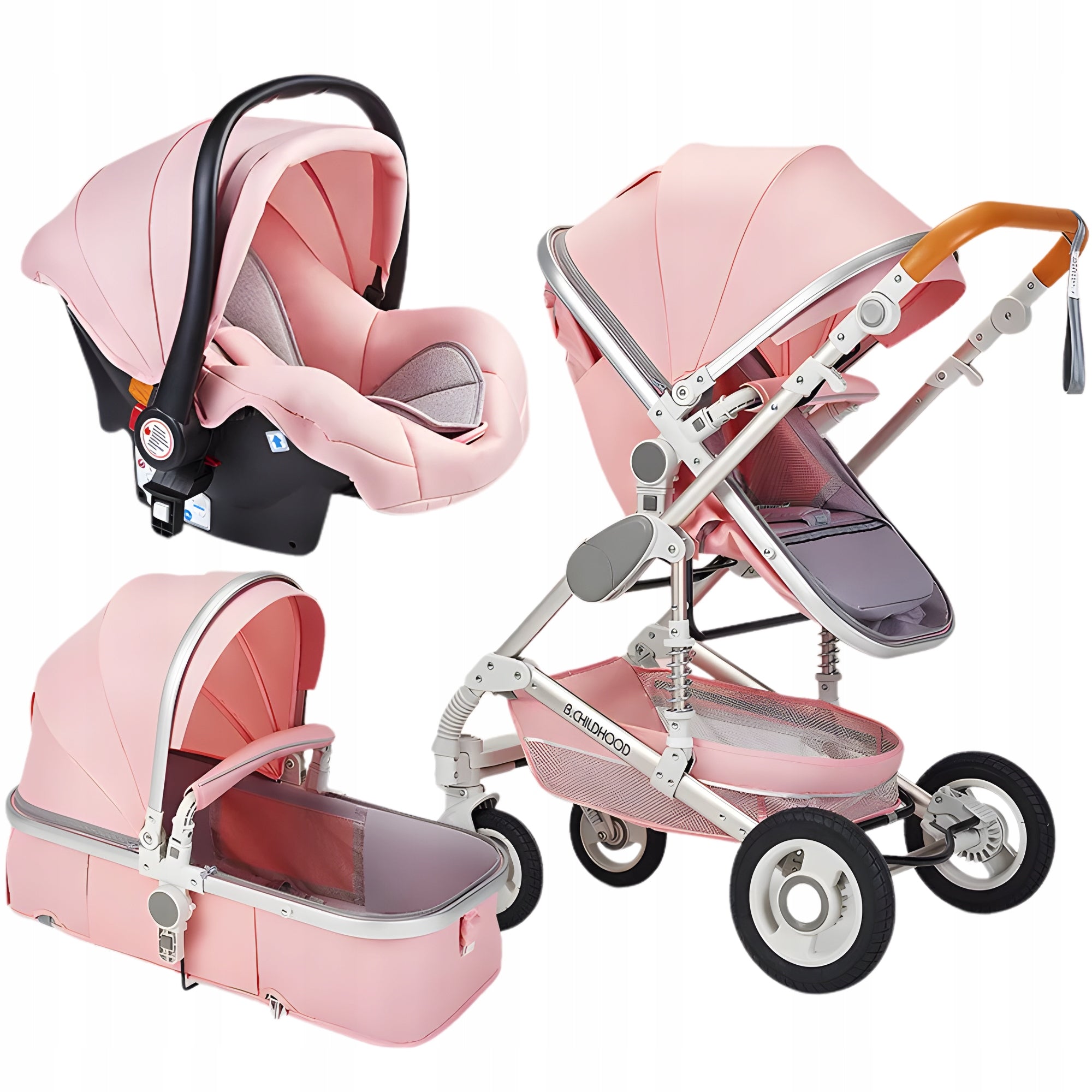 STROLLER MULTIFUNCTIONAL 3IN1 CAR SEAT STROLLER PINK